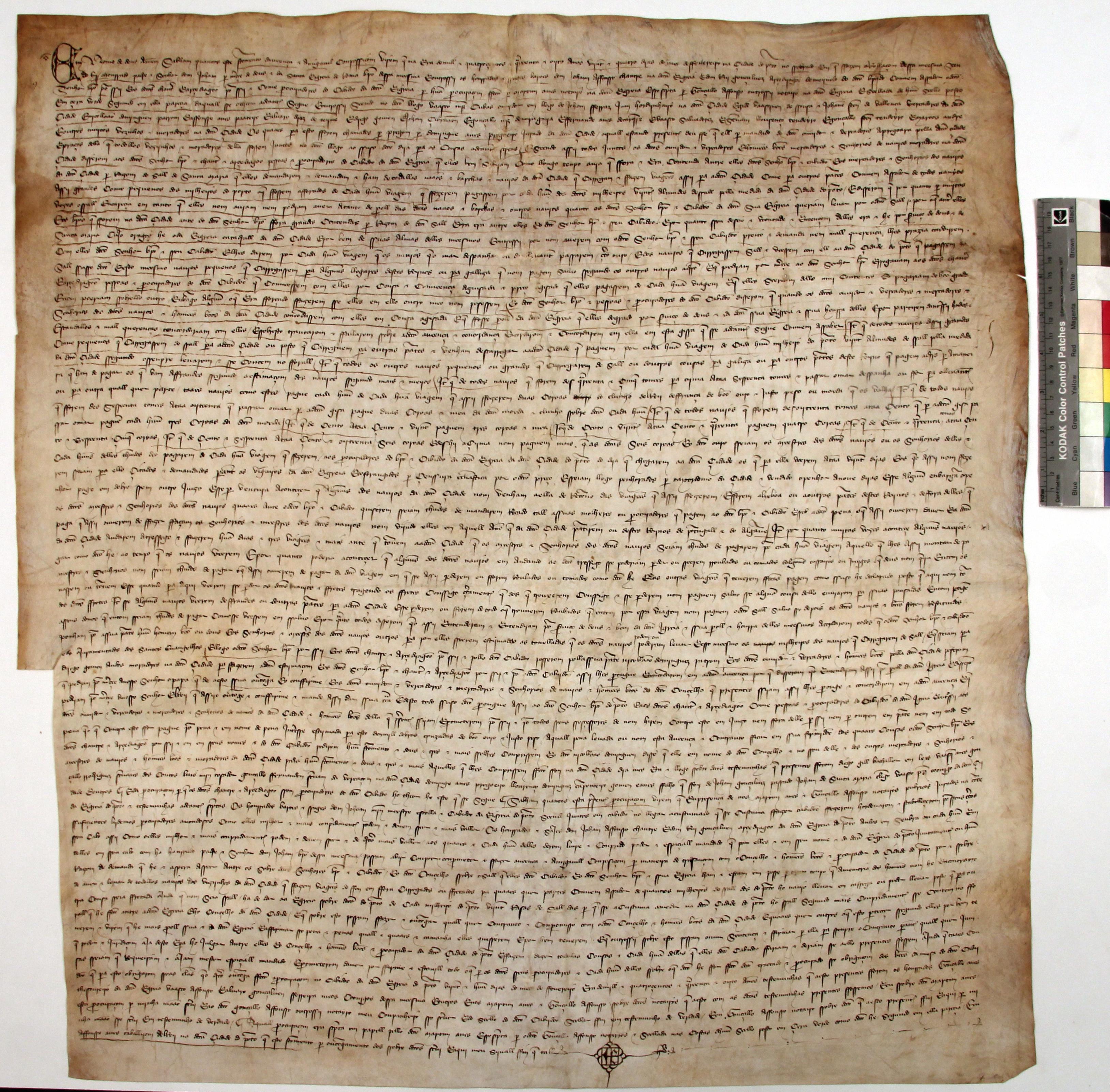 [Carta de composição feita entre o bispo e o cabido do Porto e o concelho da mesma cidade sobre os direitos que a Igreja do Porto deveria receber da comercialização do sal]
