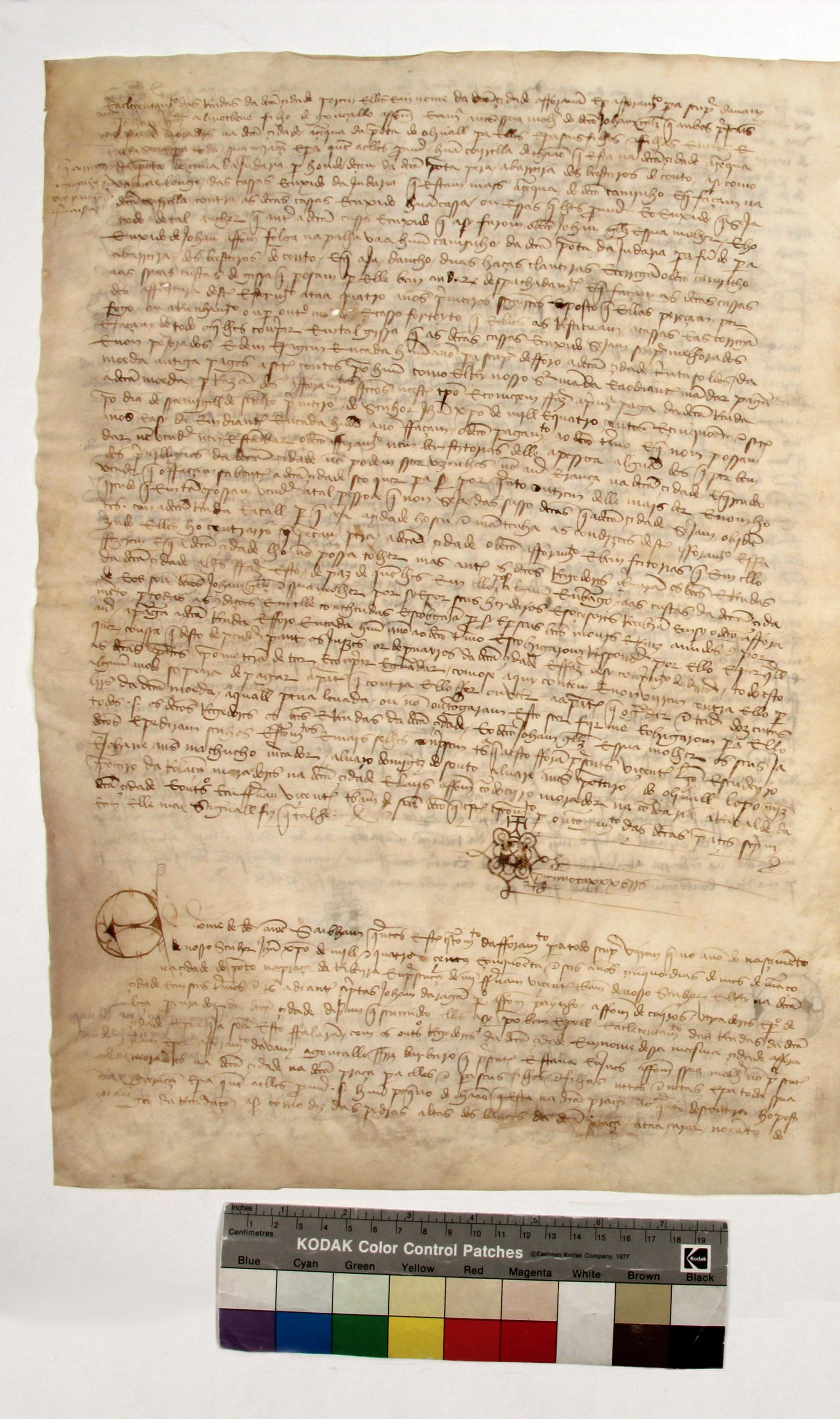 [Escritura de emprazamento de um chão, situado na praça da Ribeira, que a Câmara do Porto fez a Gonçalo Fernandes e mulher]