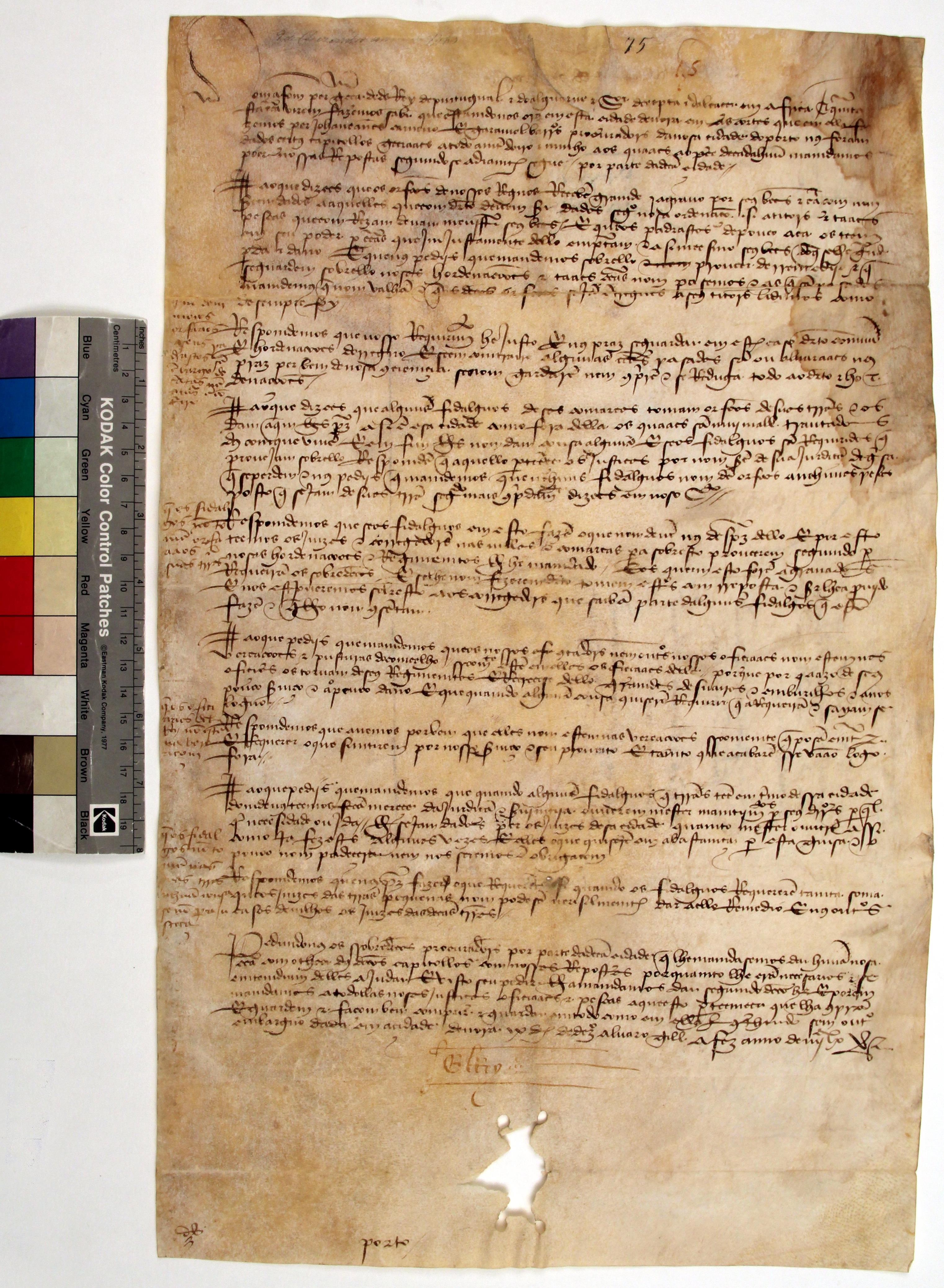 [Carta de D. Afonso V com traslado de capítulos gerais do Entre Douro e Minho pedida pelos procuradores da cidade do Porto]