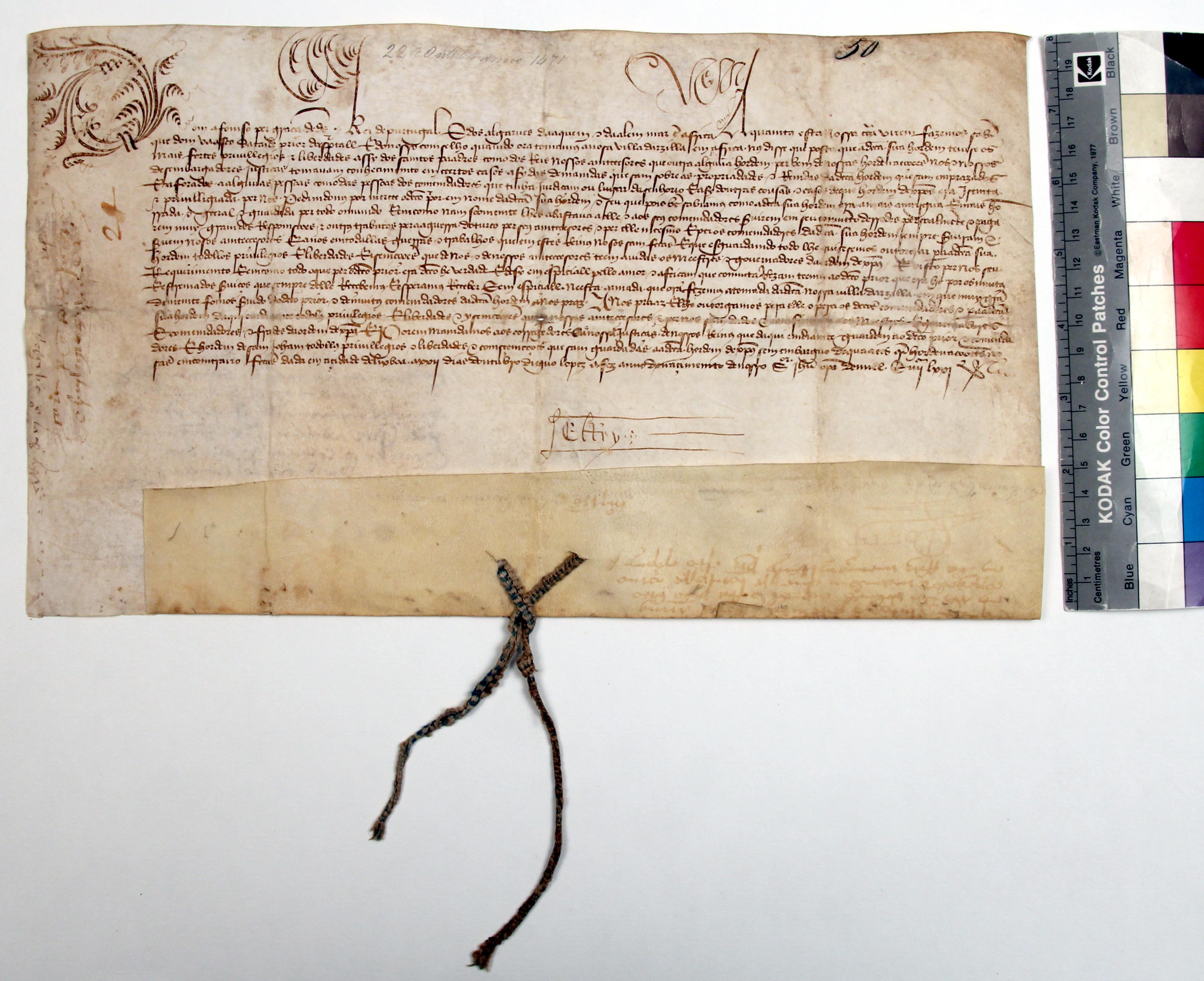 [Carta de D. Afonso V a D. Vasco de Ataíde, prior do Hospital, concedendo privilégios à Ordem dos Hospitalários]