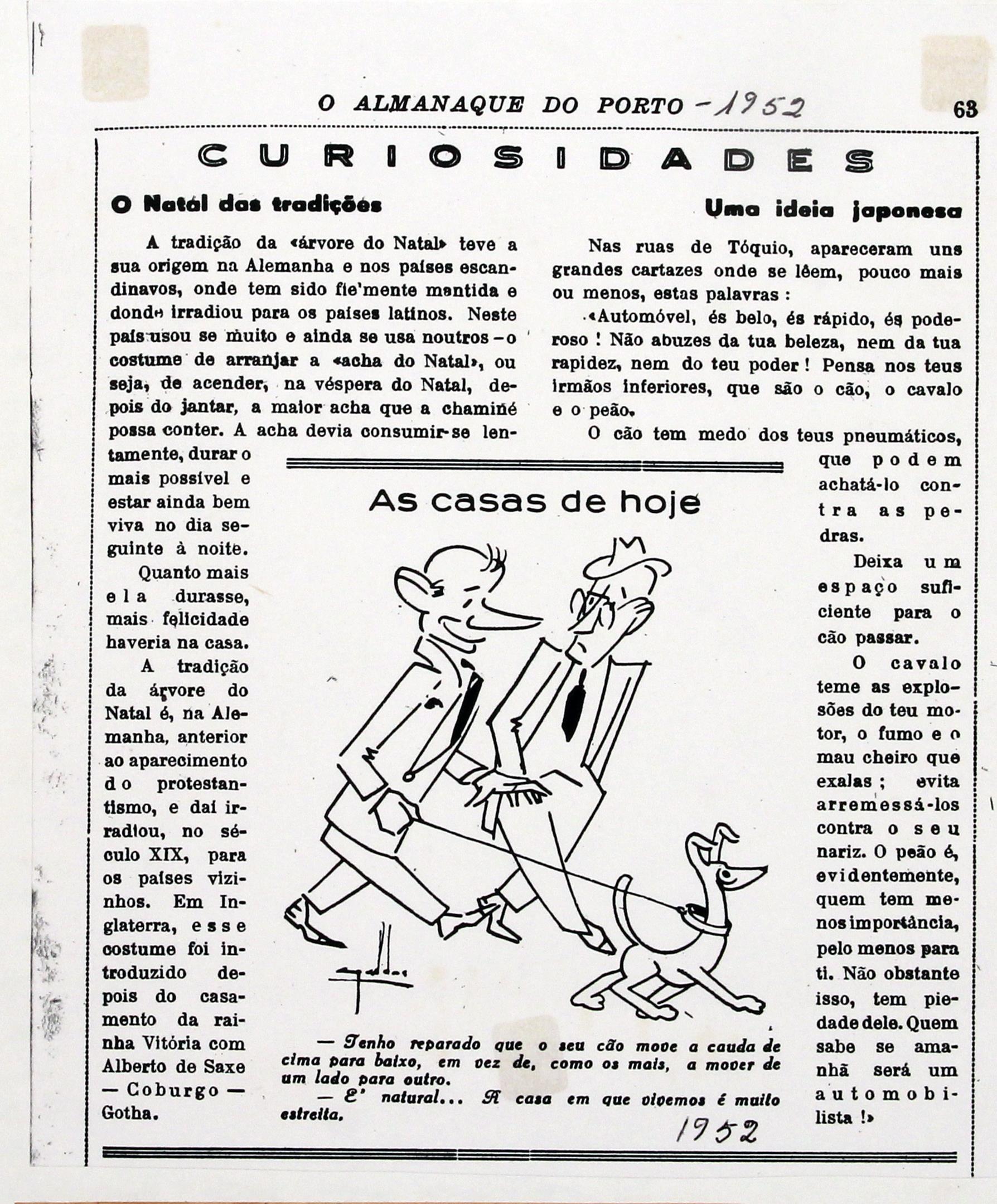 Cruz Caldas e Aniceto Carmona, caricaturista lisboeta : «O Almanaque do Porto» : as casas de hoje : desenho humorístico