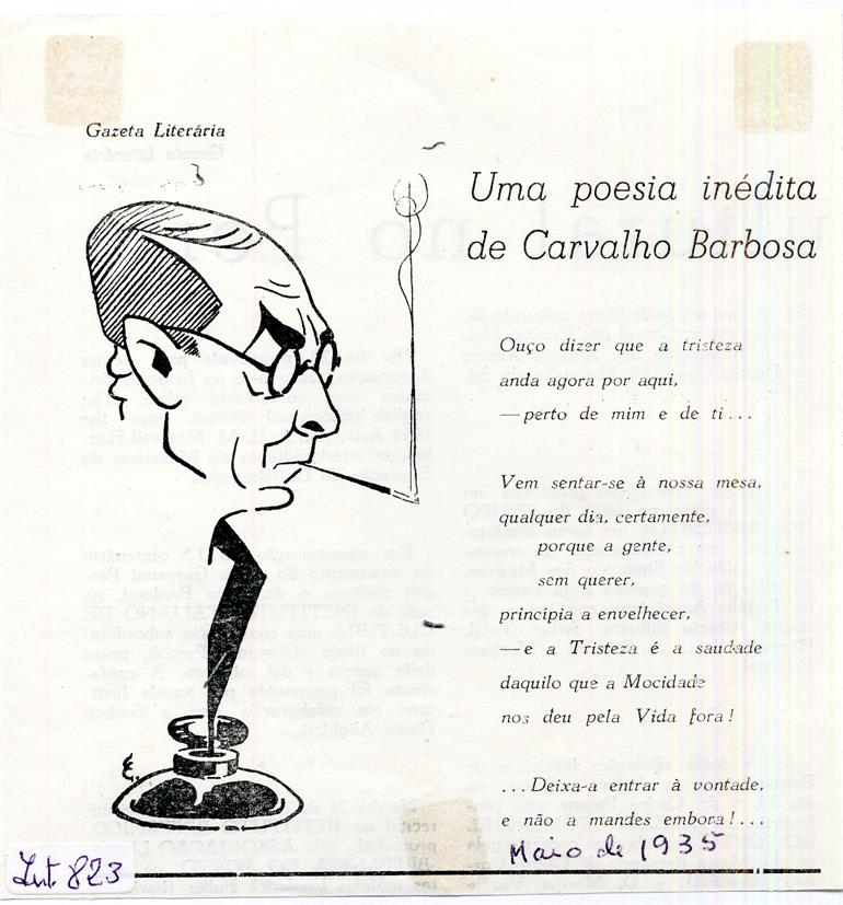 «Gazeta Literária» : uma poesia inédita de Carvalho Barbosa
