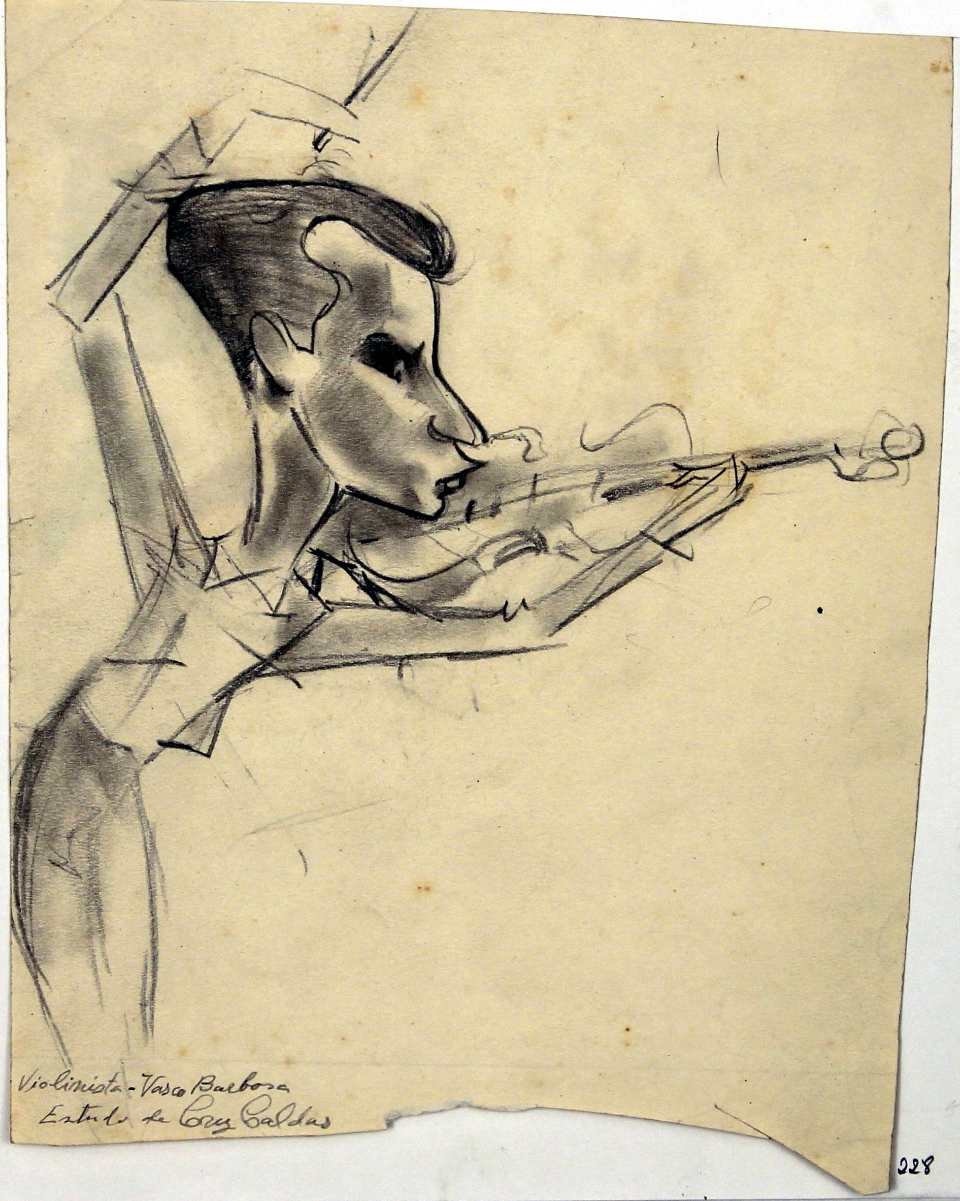 Caricatura do violinista Vasco Barbosa : estudo