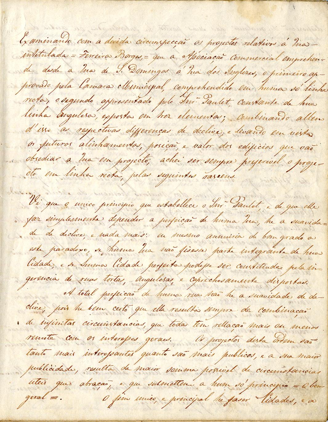 [Parecer de Joaquim da Costa Lima Sampaio sobre a abertura da Rua Ferreira Borges]