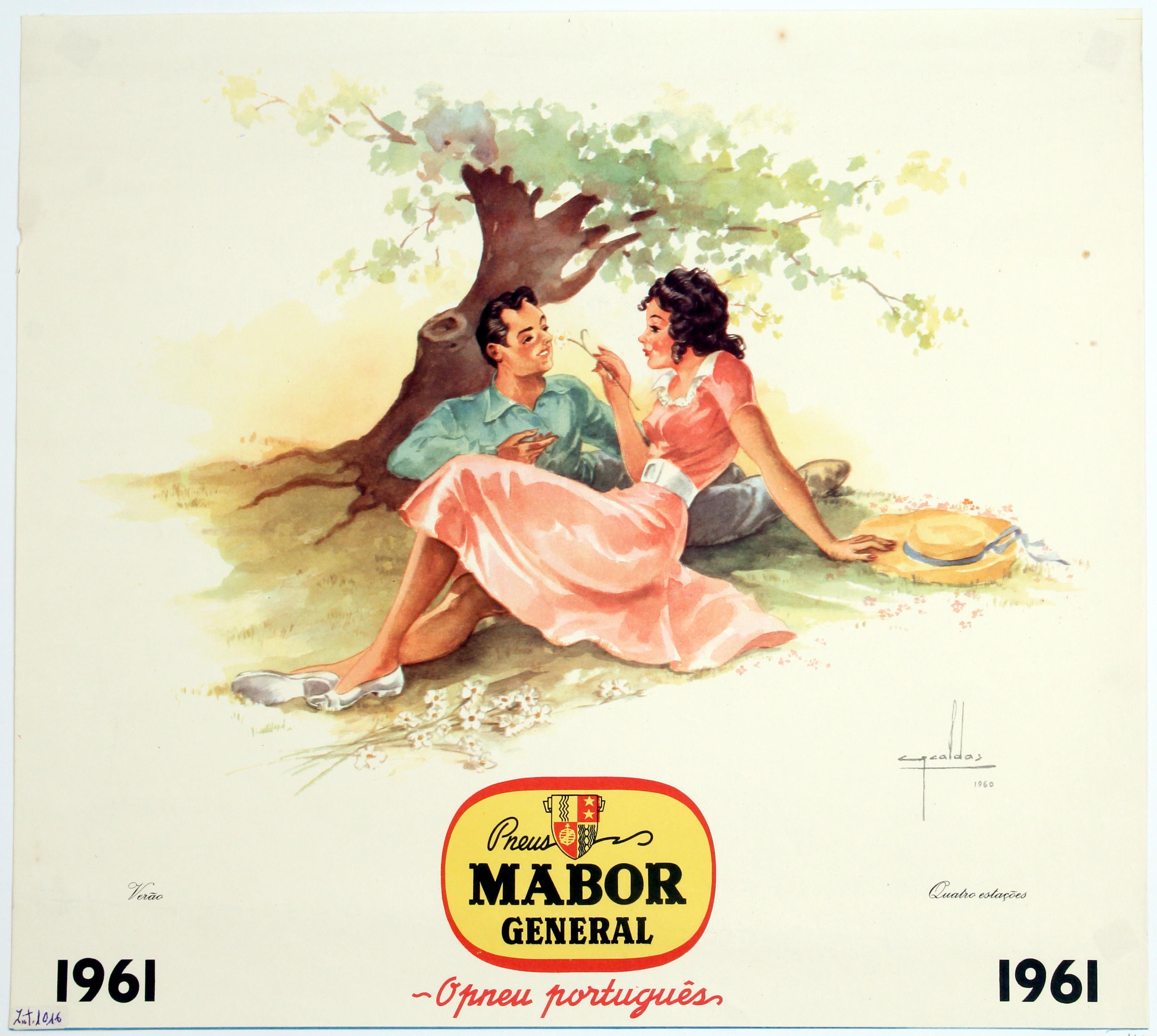 Cartaz de propaganda quatro estações : pneus Mabor General : o pneu português : Verão