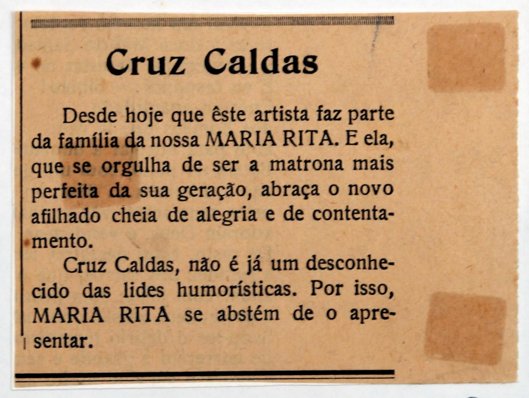«Maria Rita» : semanário humorístico : Cruz Caldas