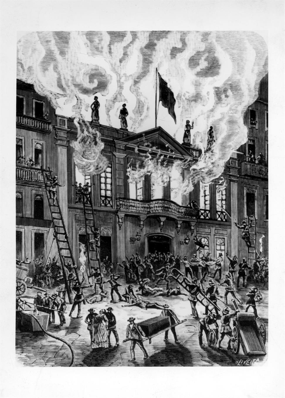 Incêndio do teatro Baquet em 1888 : gravura