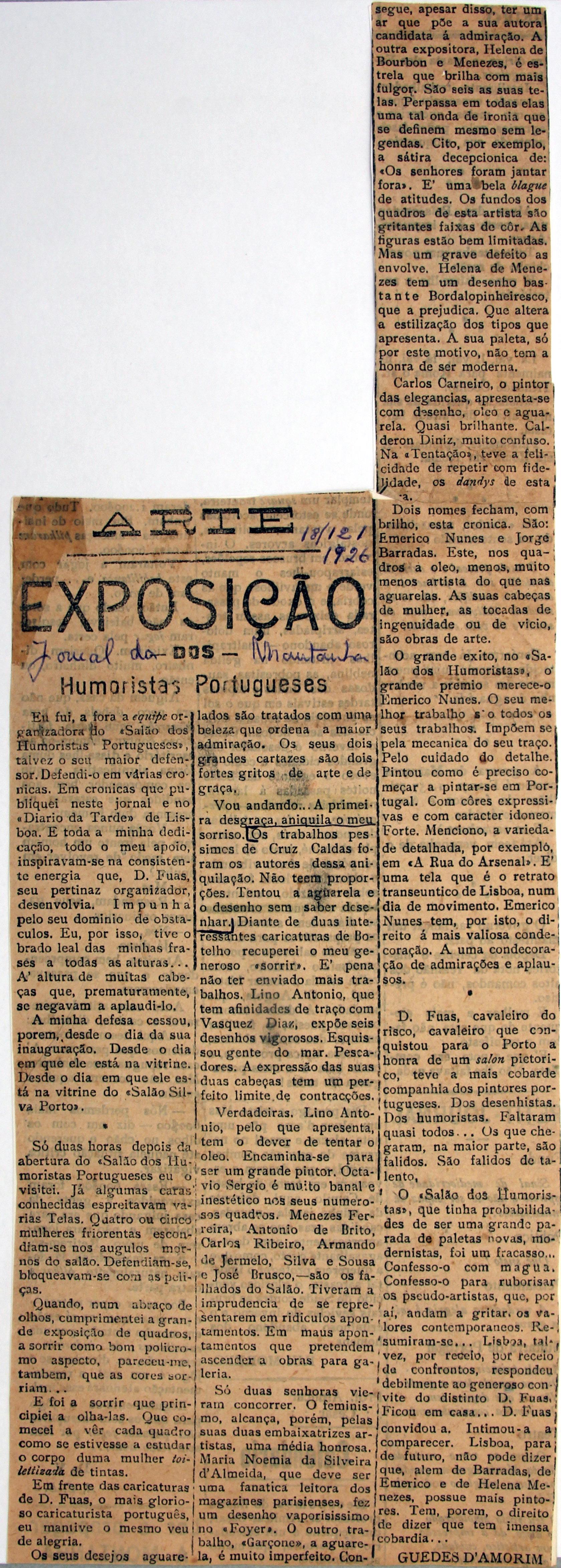 Cruz Caldas (1) : 1897-1928 : «A Montanha» : arte : exposição dos humoristas portugueses