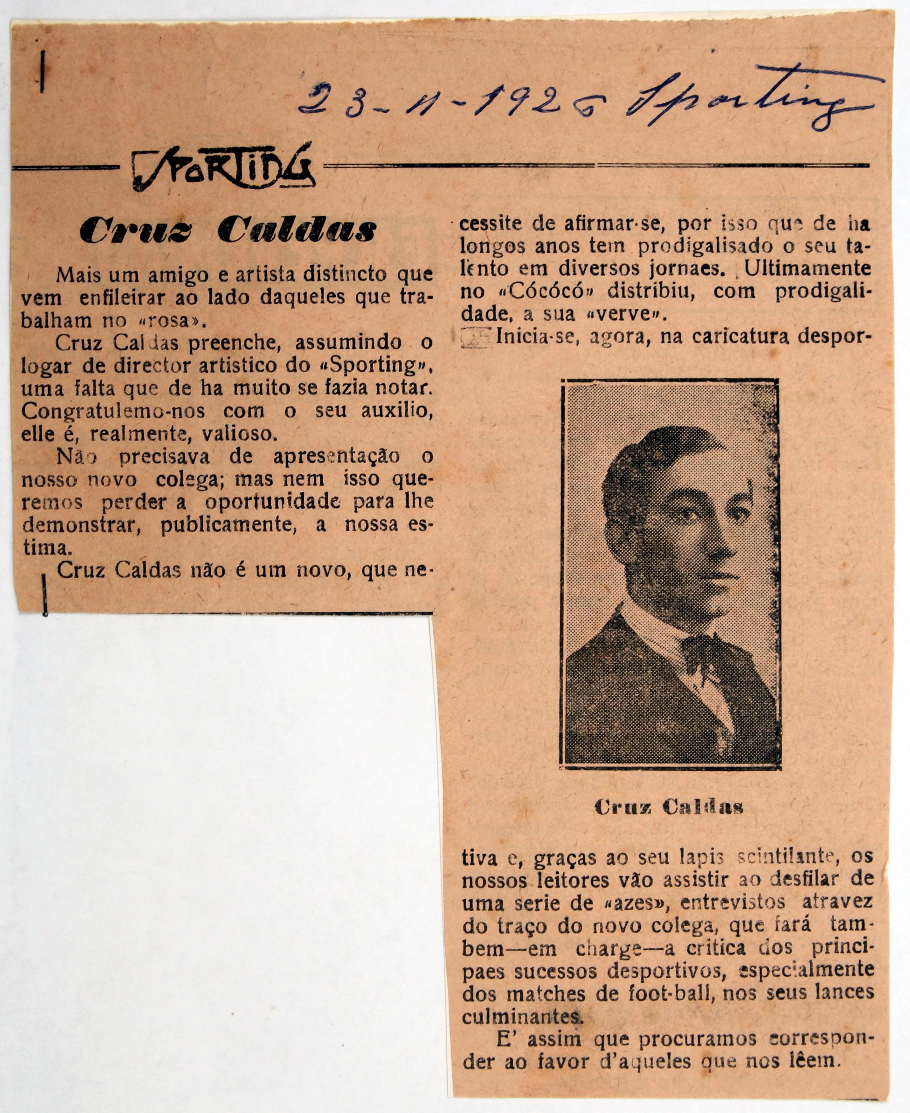 Cruz Caldas (1) : 1897-1928 : «Sporting» : Cruz Caldas