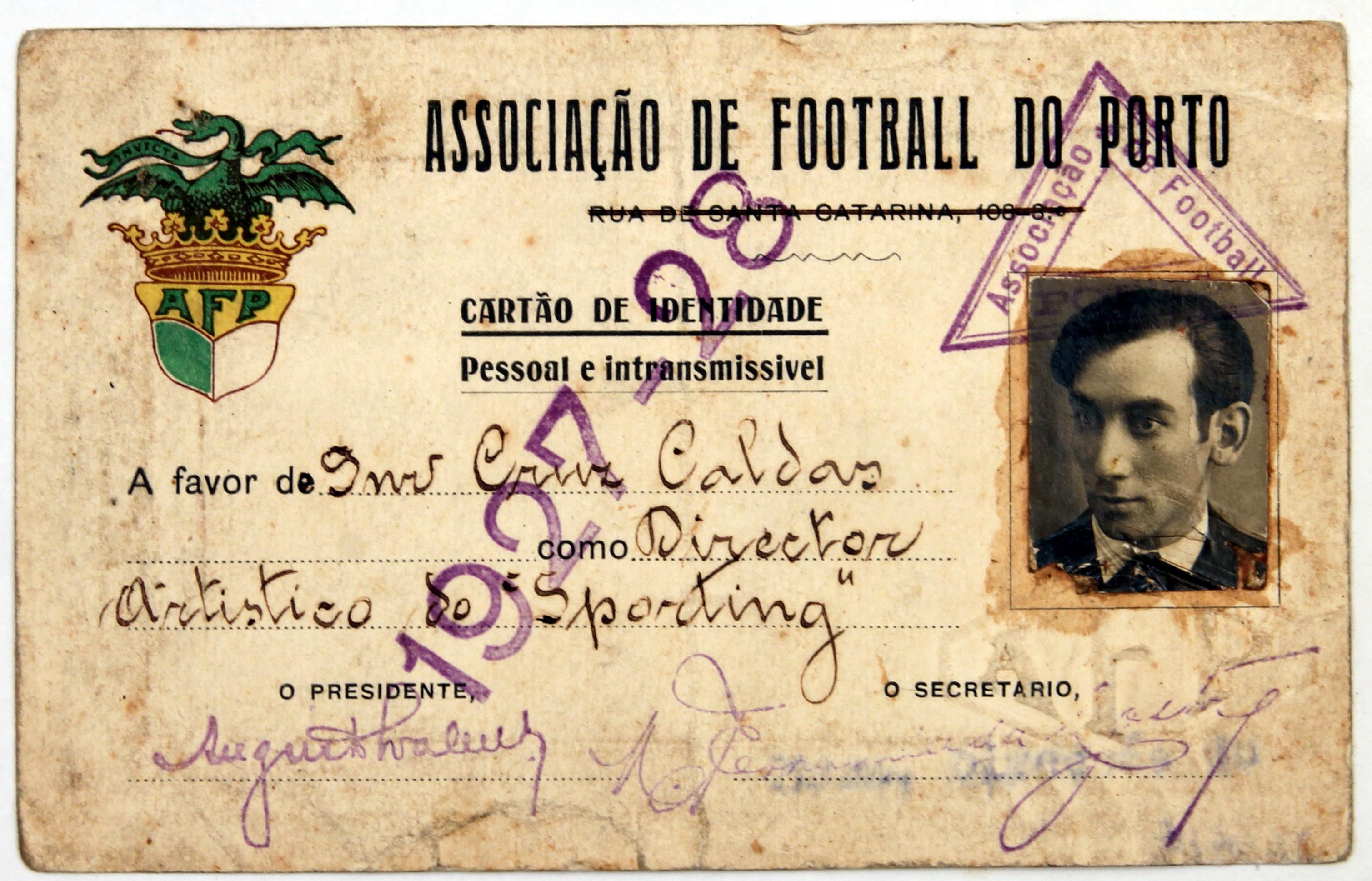Cruz Caldas (1) : 1897-1928 : «Associação de Football do Porto» : imprensa : cartões de identidade : 1927-1939