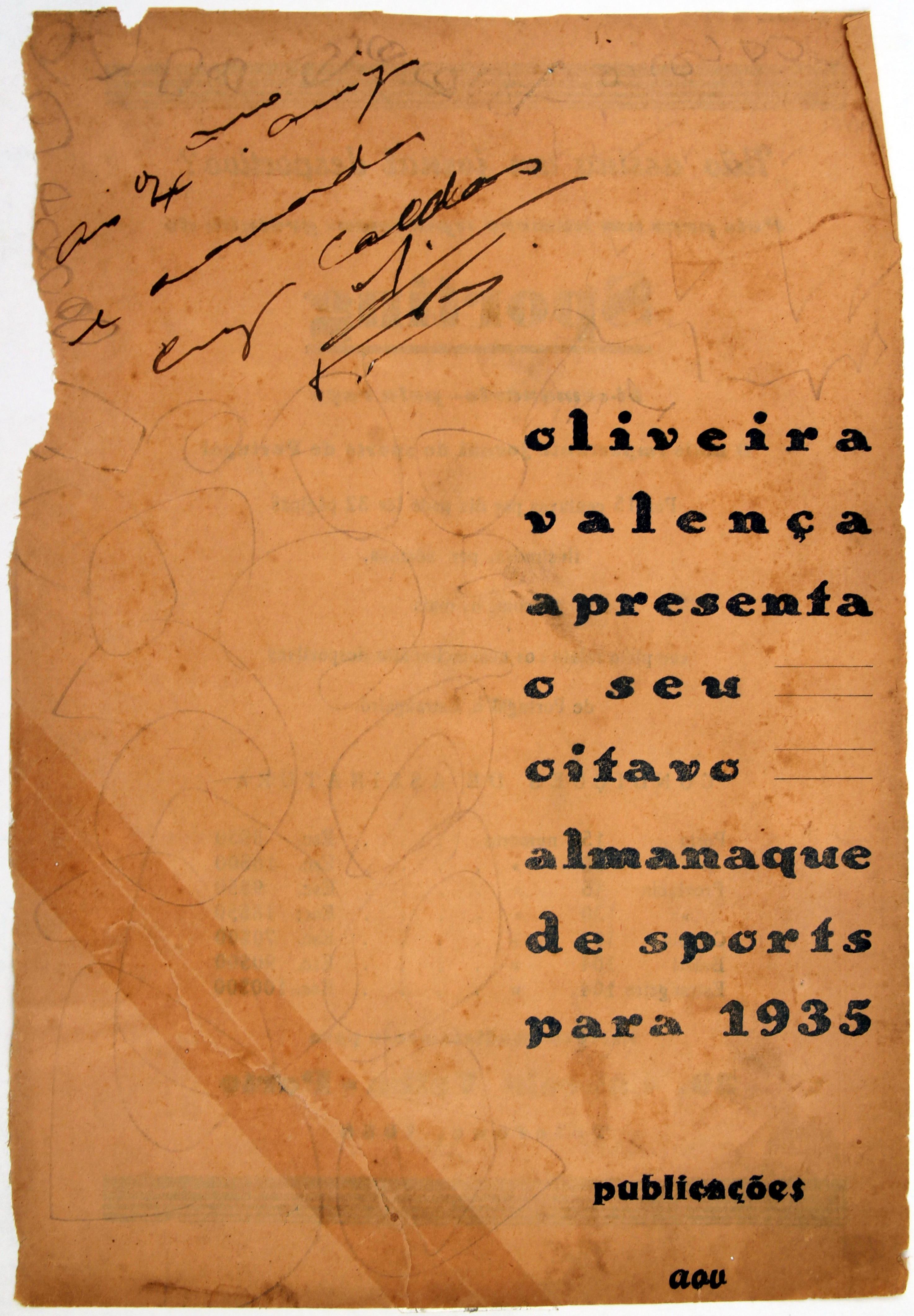 Cruz Caldas (1) : 1897-1928 : Oliveira Valença apresenta o seu oitavo almanaque de sports para 1935