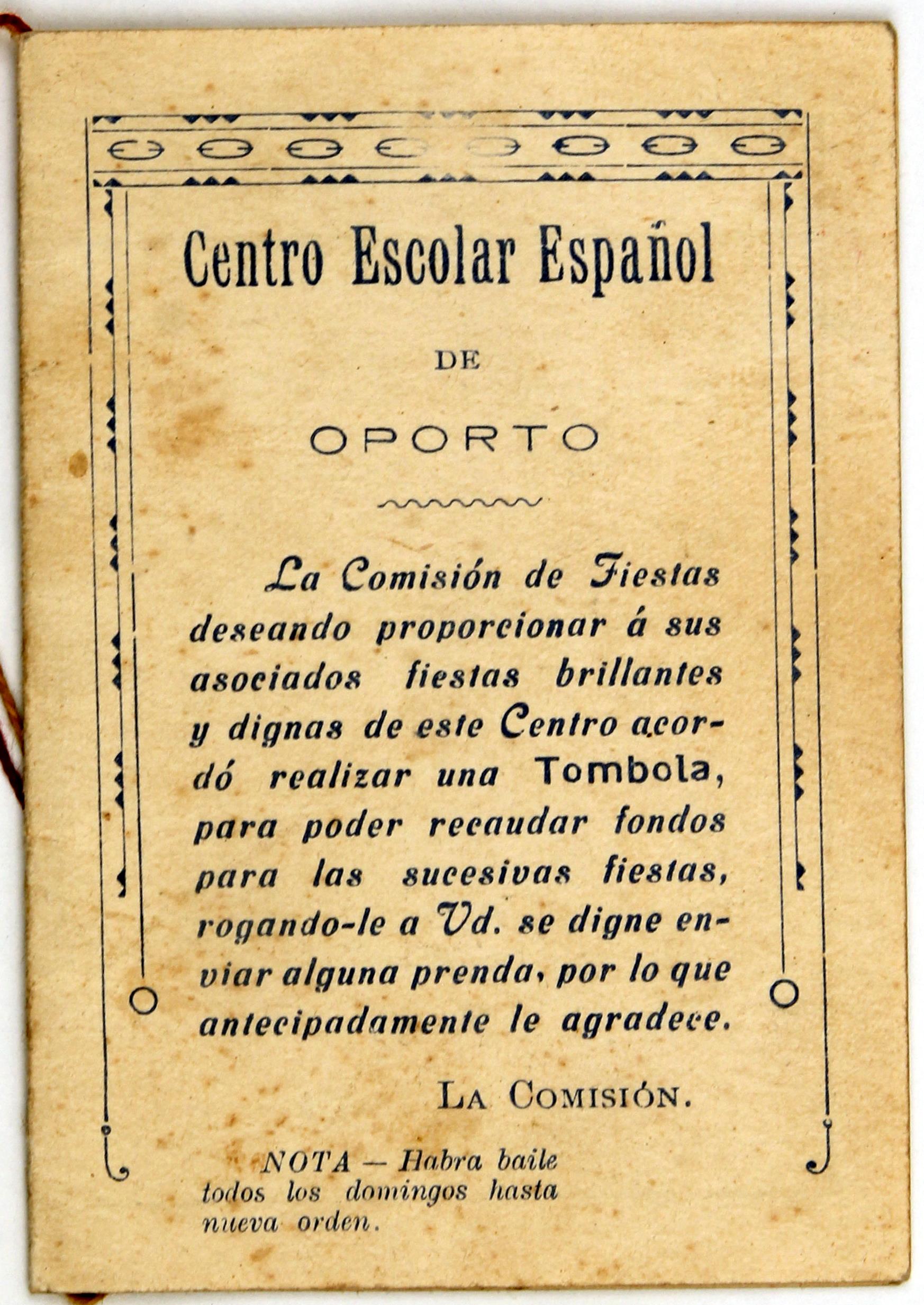 Cruz Caldas (1) : 1897-1928 : Centro Escolar Español de Oporto : programa