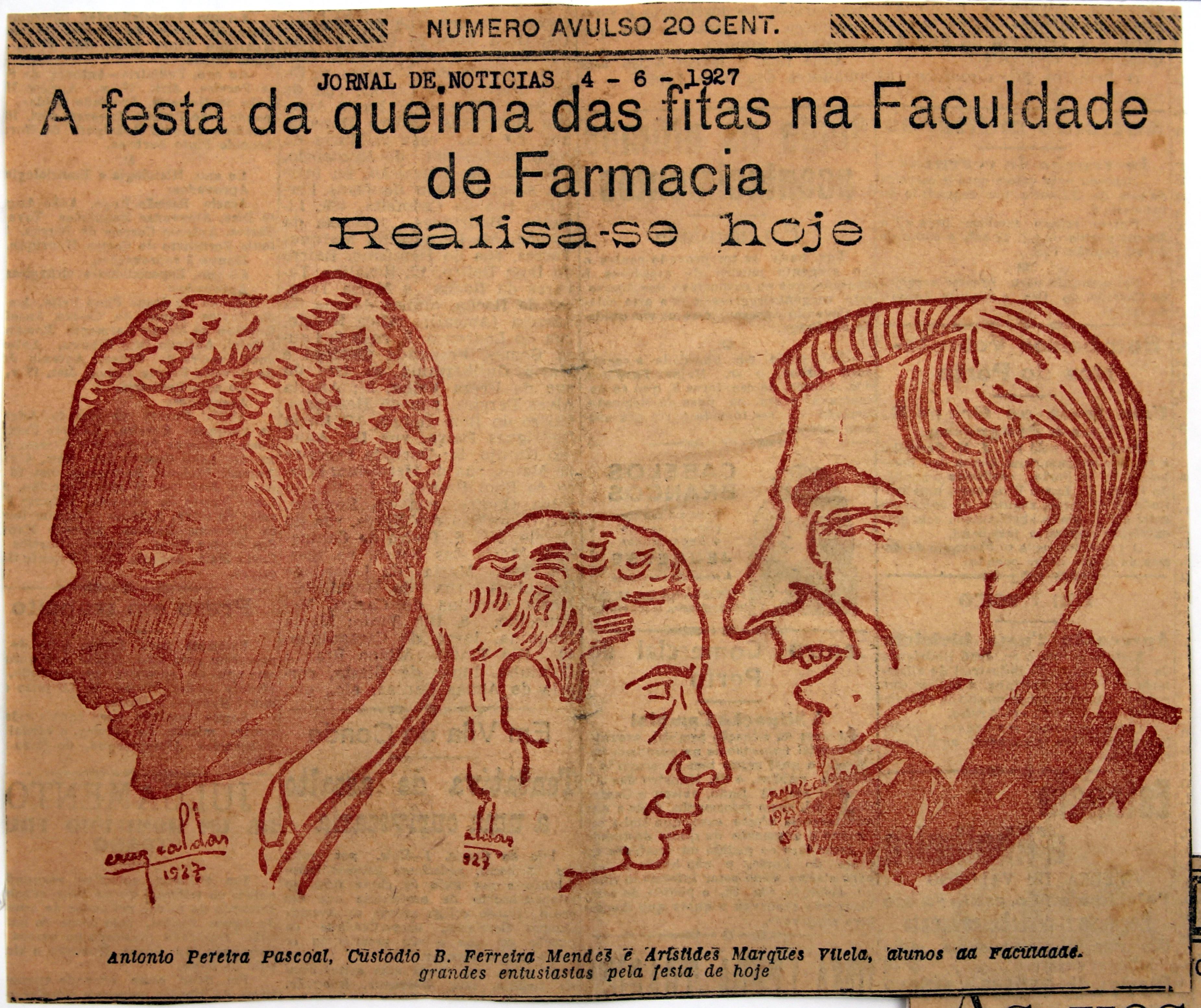 Cruz Caldas (1) : 1897-1928 : «Jornal de Notícias» : a festa da queima das fitas da Faculdade de Farmácia