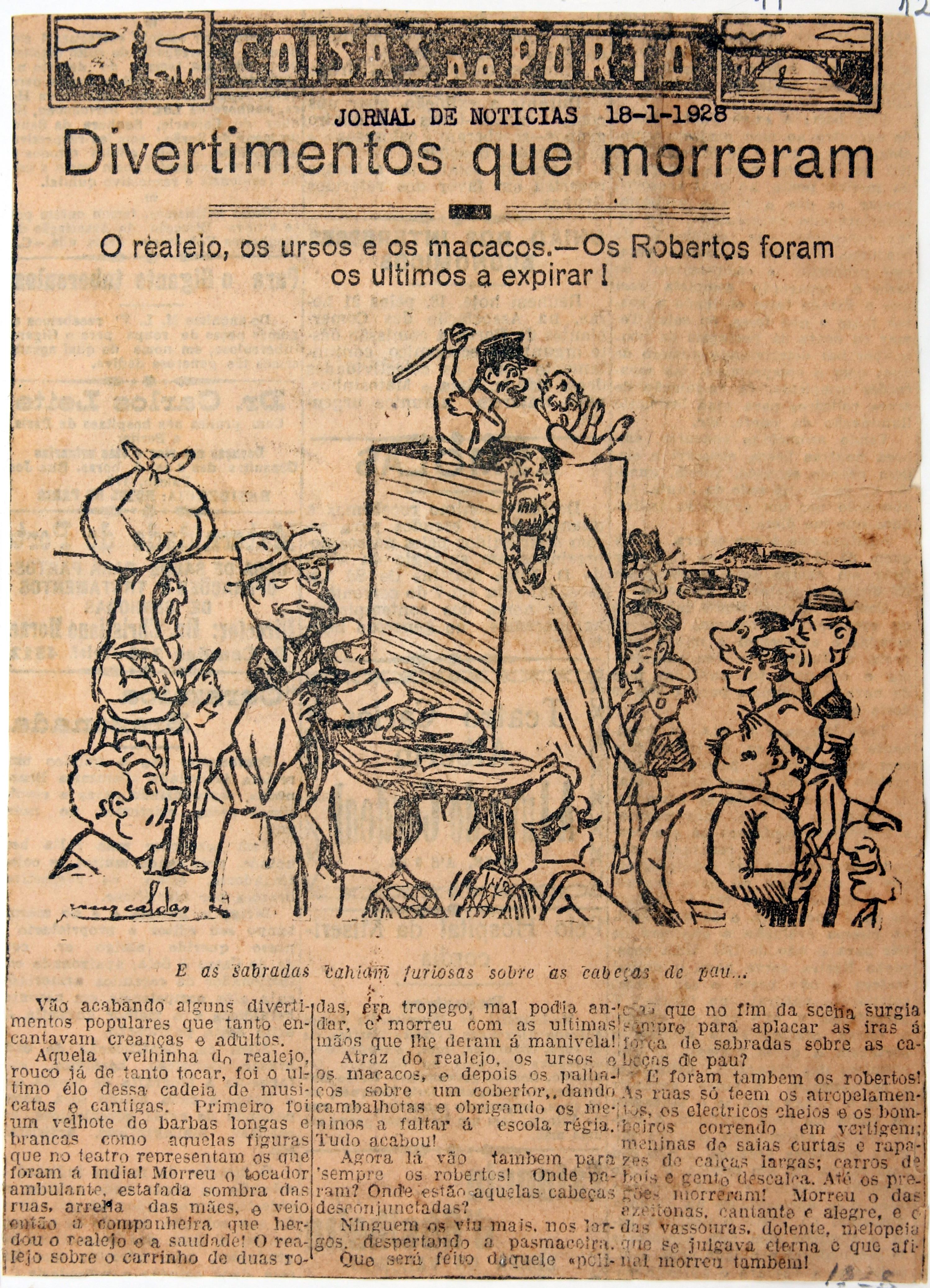Cruz Caldas (2) : 1928-1946 : «Jornal de Notícias» : coisas do Porto : divertimentos que morrem