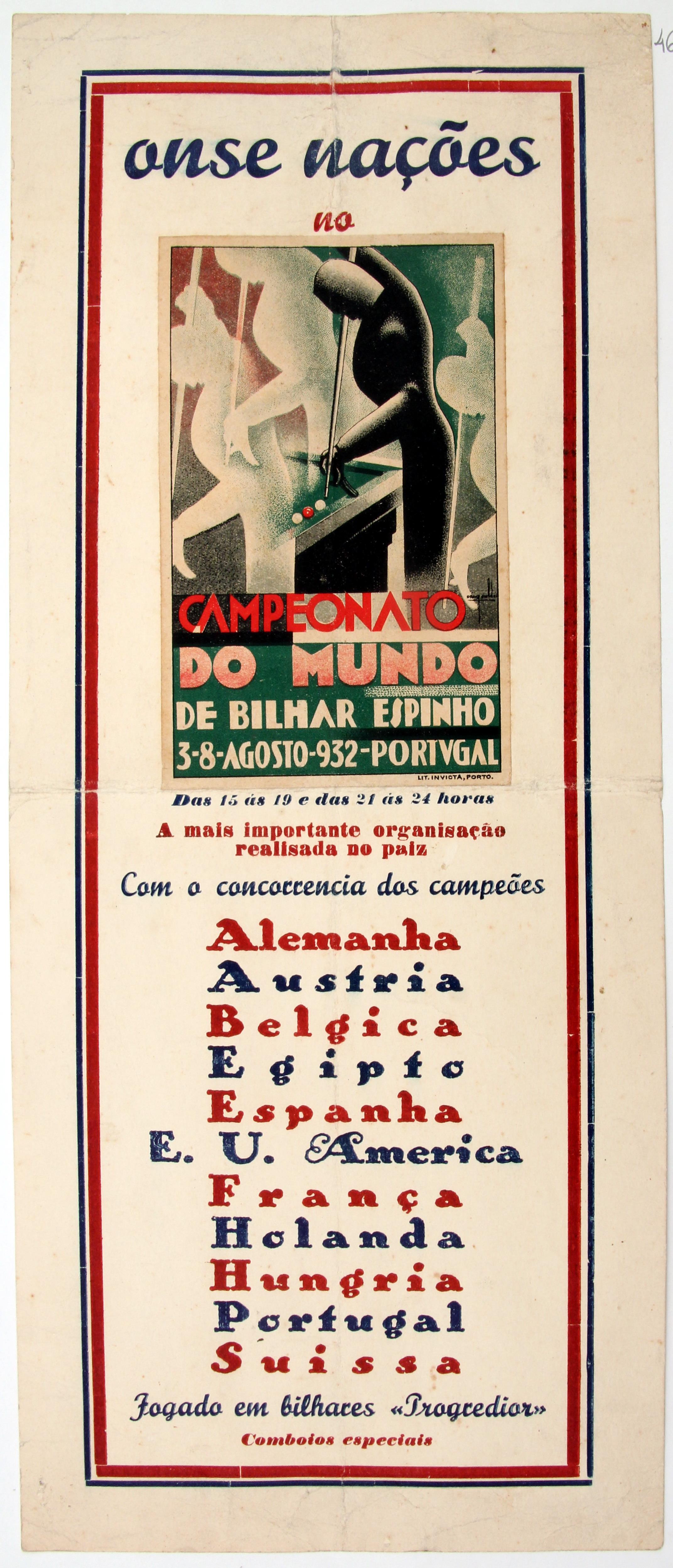 Cruz Caldas (2) : 1928-1946 : onze nações no campeonato do mundo de bilhar : Espinho