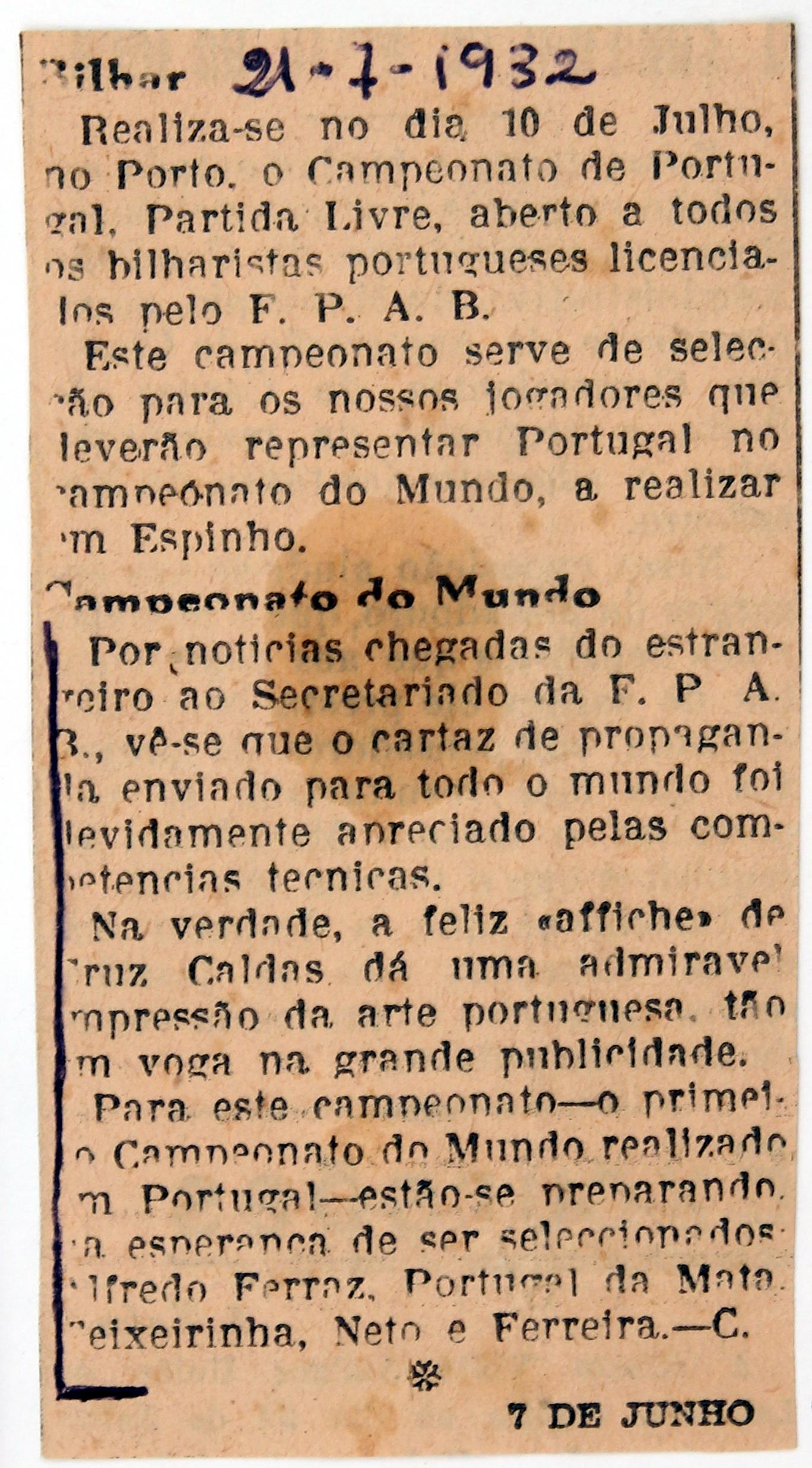 Cruz Caldas (2) : 1928-1946 : bilhar : campeonato de Portugal : campeonato do mundo