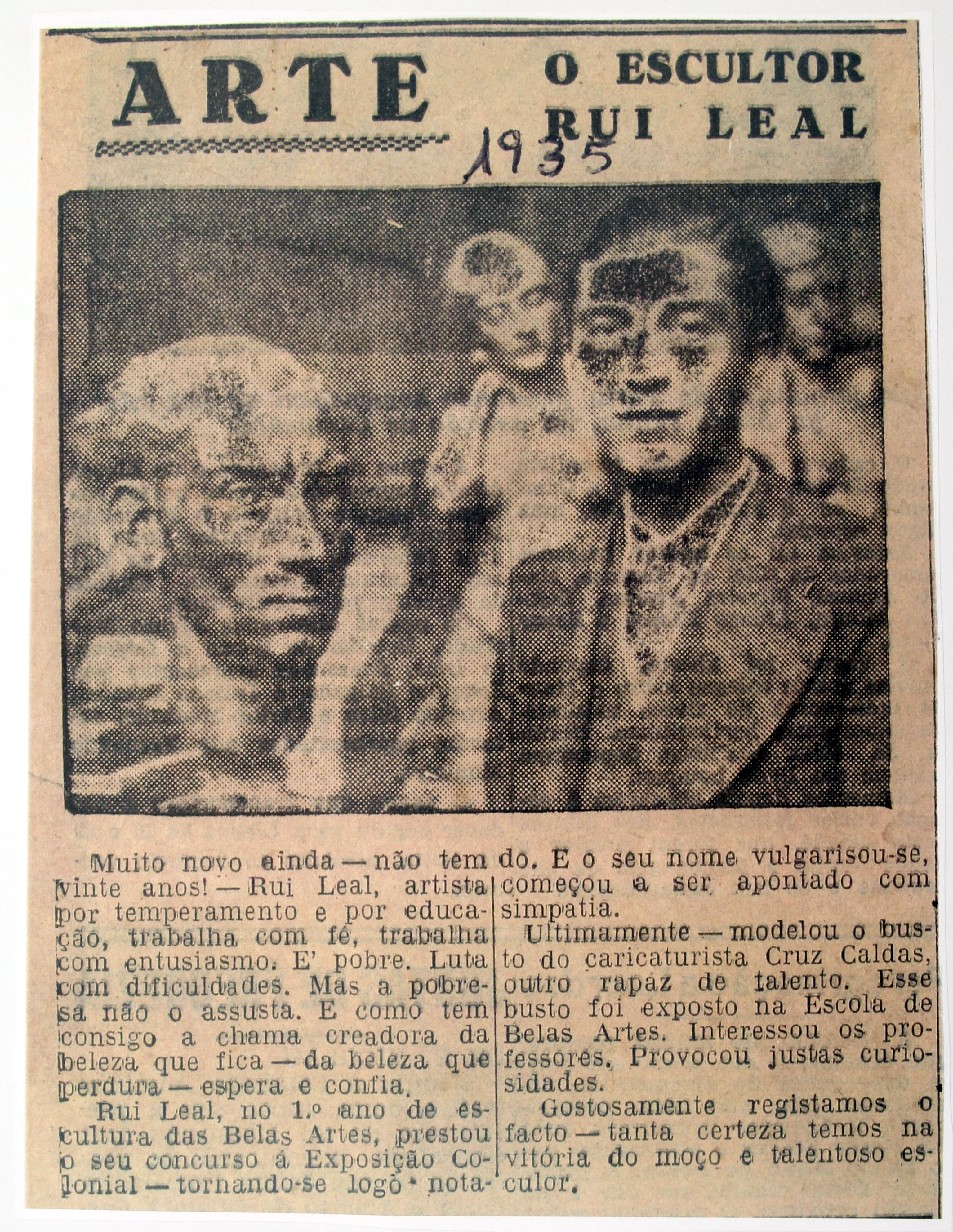 Cruz Caldas (2) : 1928-1946 : arte : o escultor Rui Leal