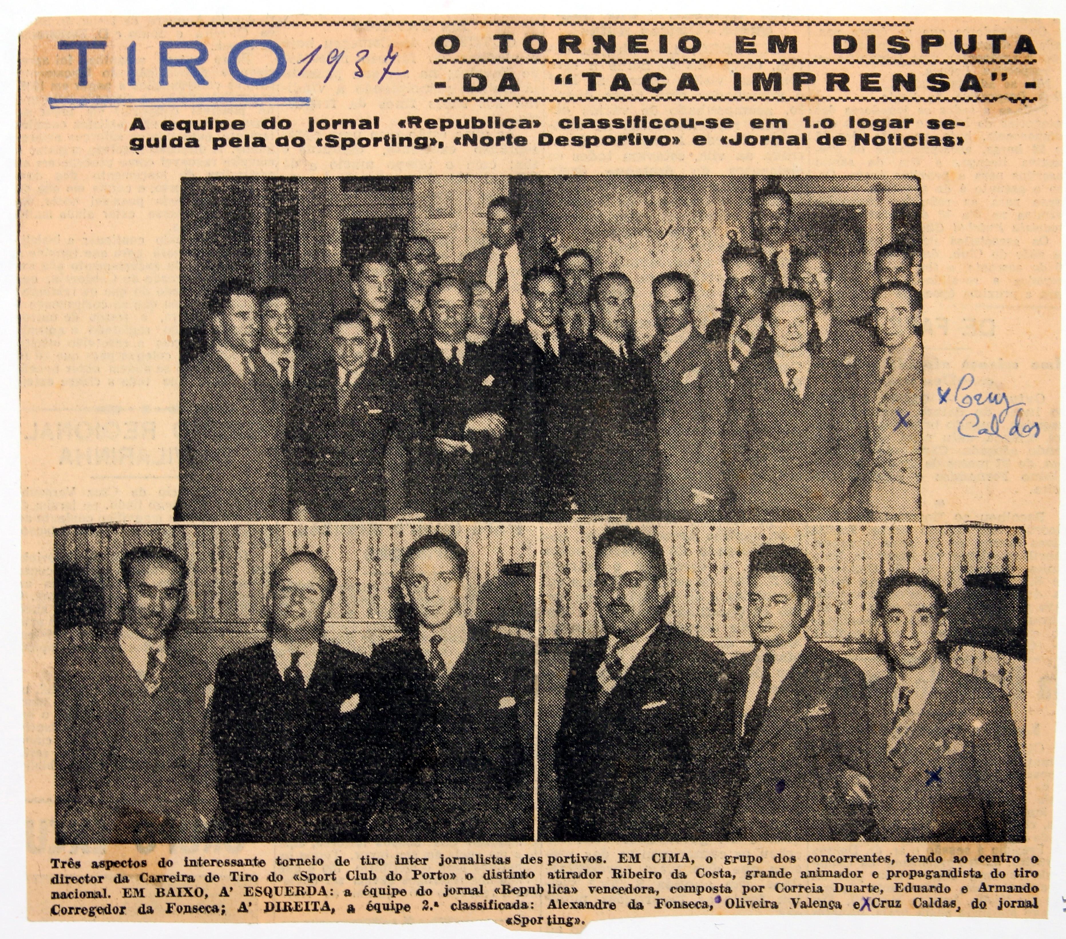Cruz Caldas (2) : 1928-1946 : «Sporting» : tiro : o torneio em disputa da "Taça Imprensa"