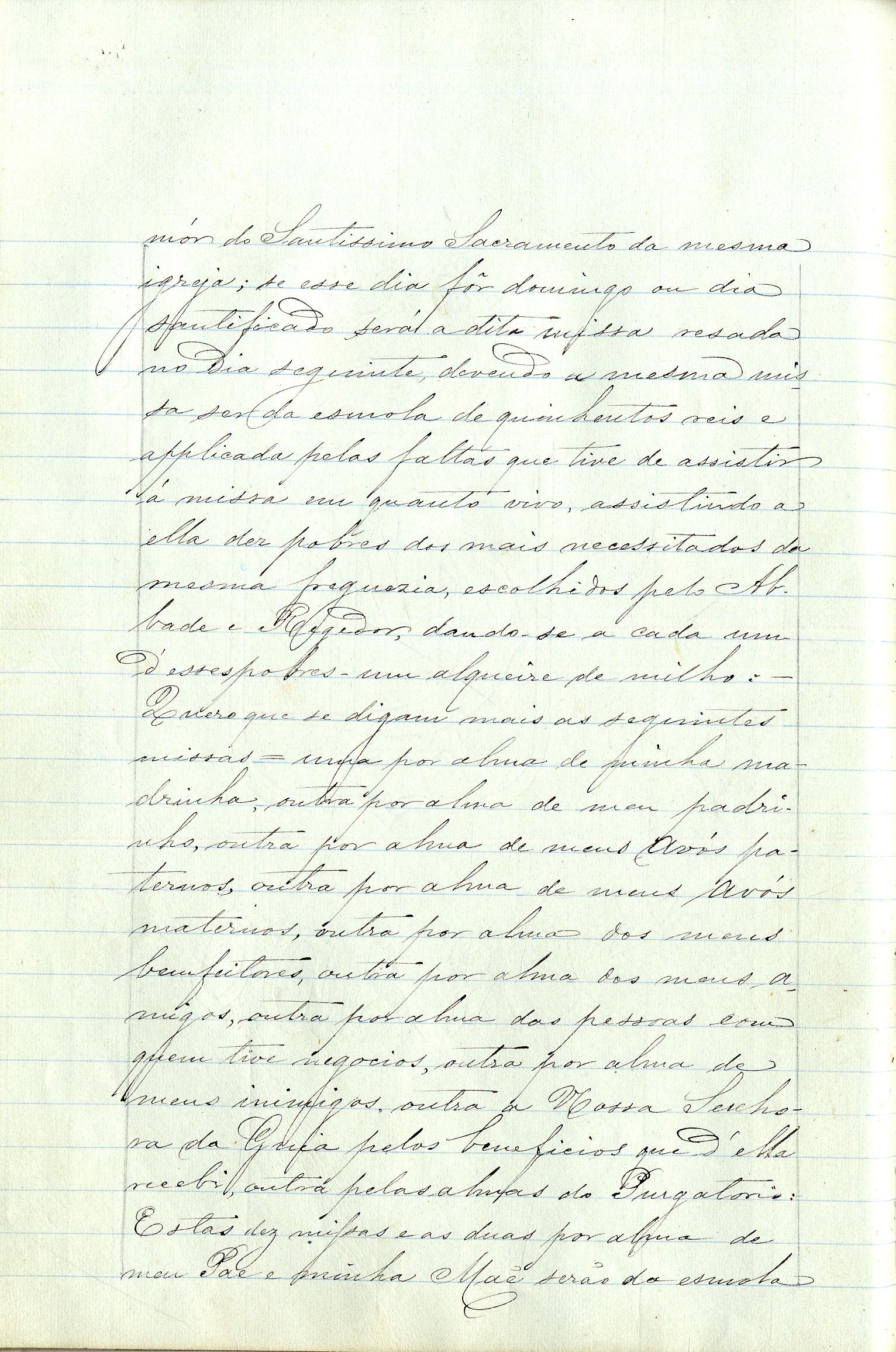 Registo do testamento de Manuel Jorge Pereira, casado com Matilde Jorge de Araújo Lopes Pereira Negrão, proprietário