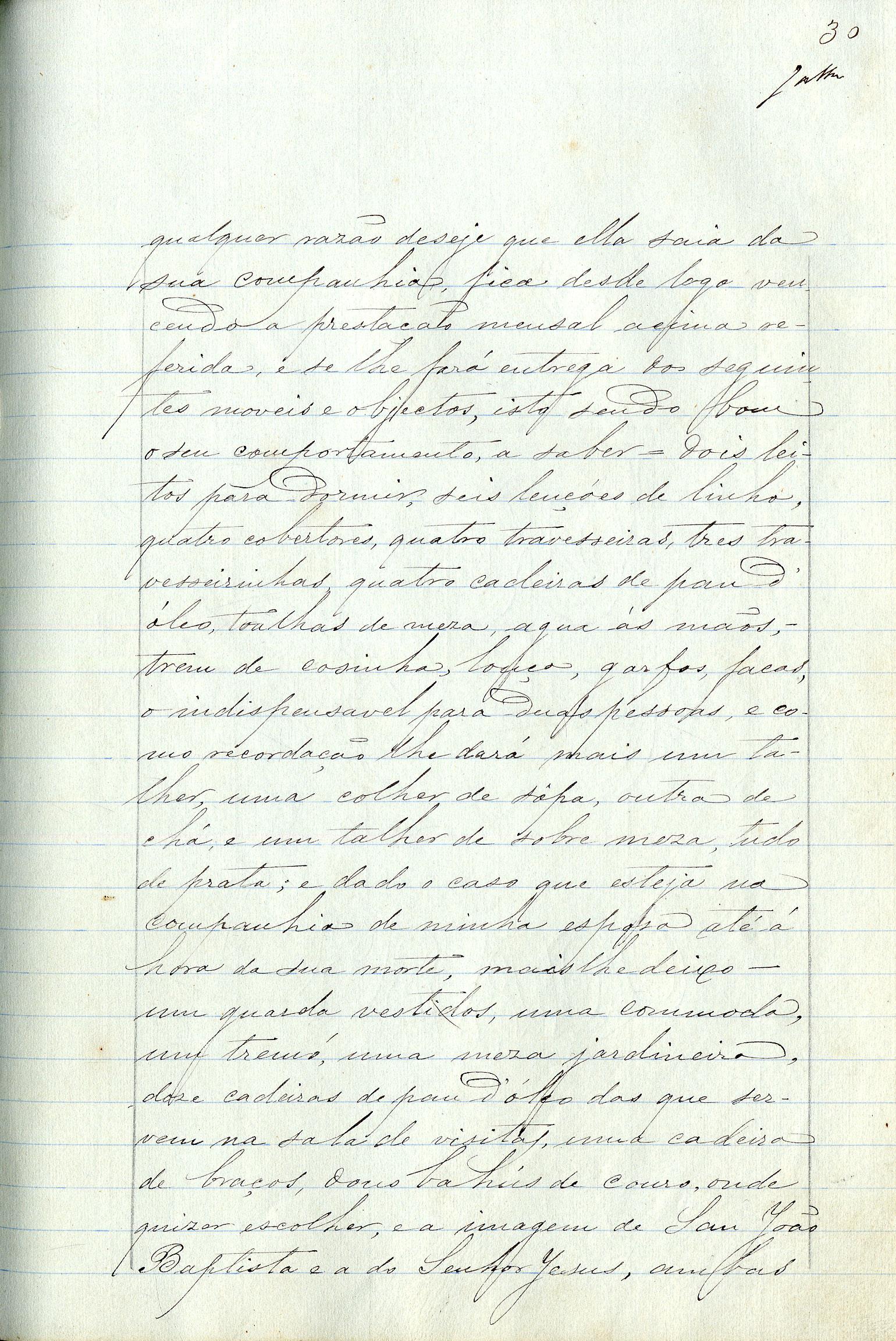 Registo do testamento de Manuel Jorge Pereira, casado com Matilde Jorge de Araújo Lopes Pereira Negrão, proprietário