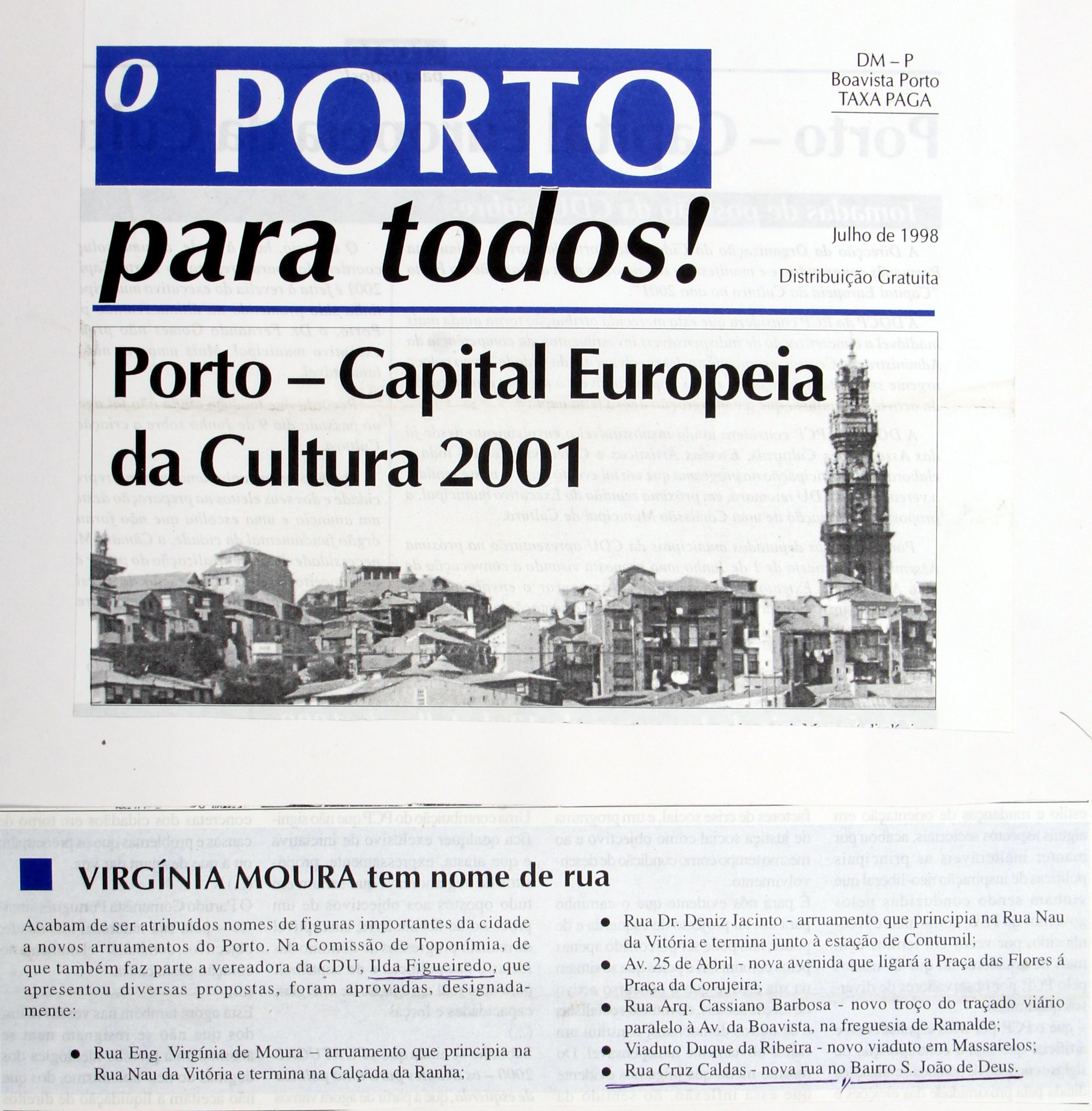 Cruz Caldas (4) : 1966 - 2009 : «O Porto para todos!» : Porto : capital europeia da cultura 2001 : rua Cruz Caldas no Bairro São João de Deus