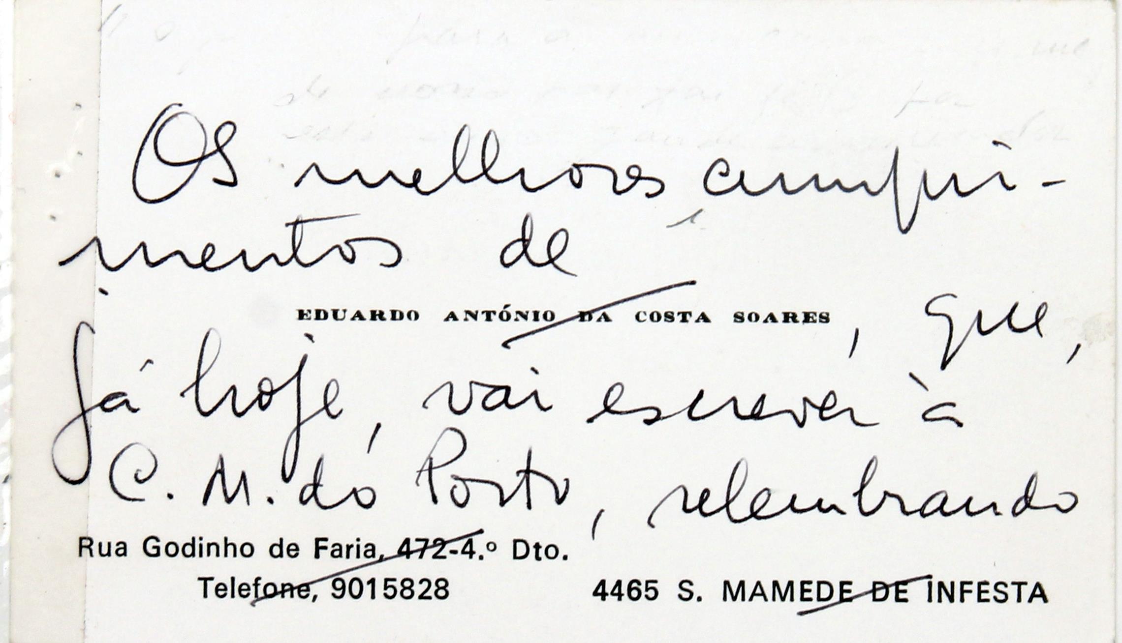Cruz Caldas (4) : 1966 - 2009 : [cartão de visita de Eduardo Costa Soares]