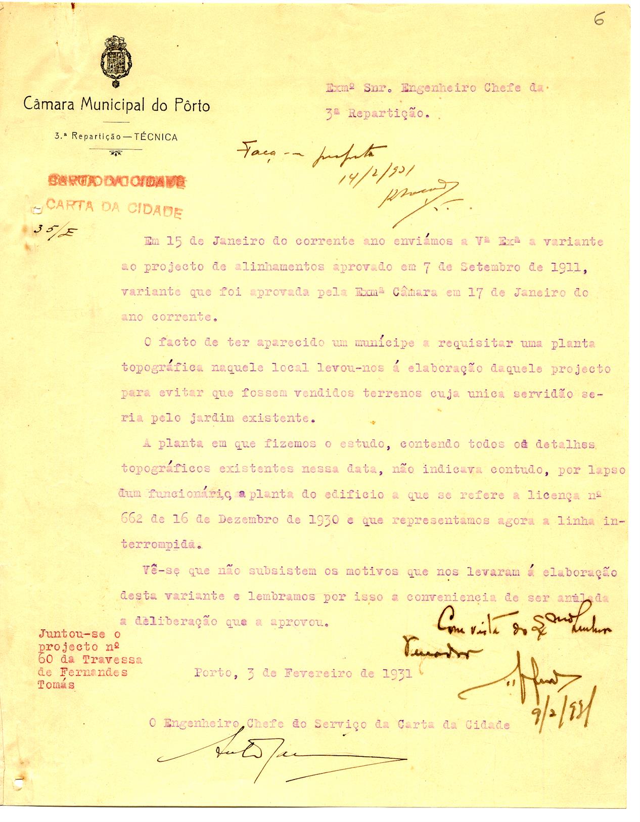 Rua de São Jerónimo : projeto de alinhamento em substituição ao aprovado em 27 de Abril de 1911