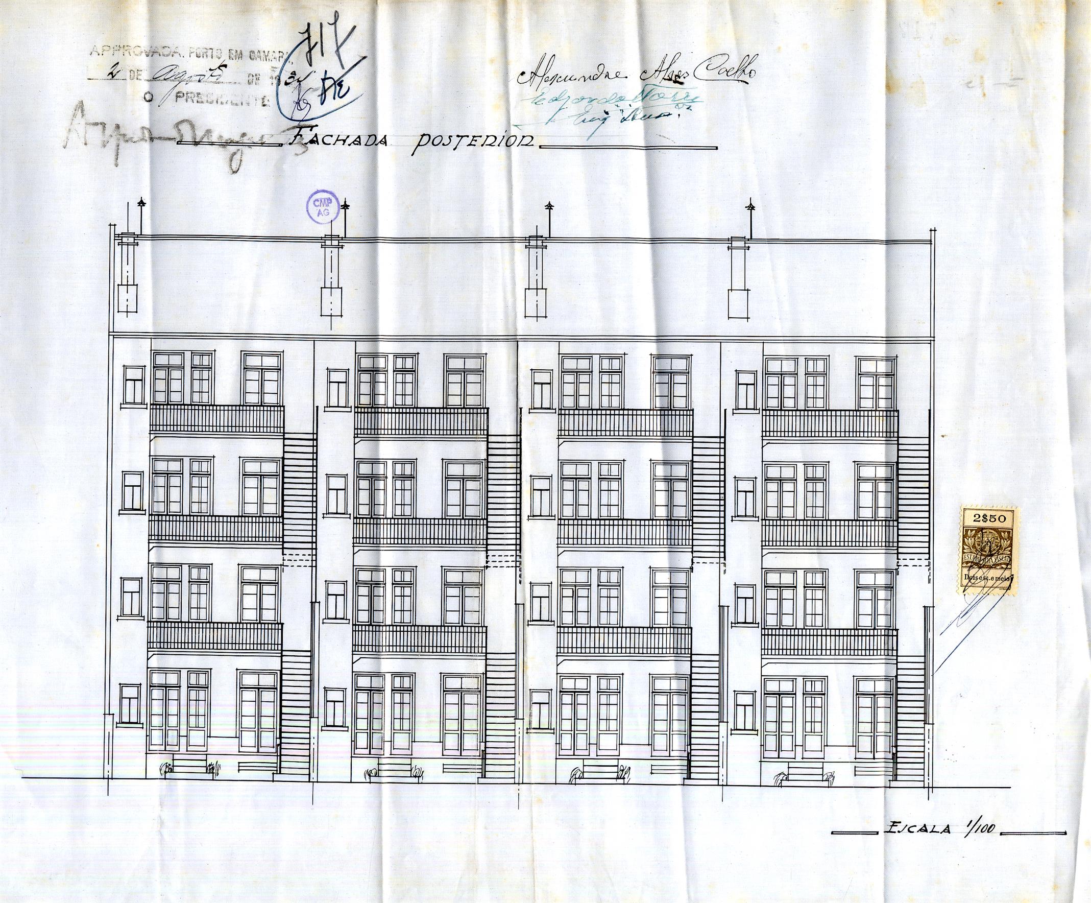 Projeto de arquitetura: alçado posterior