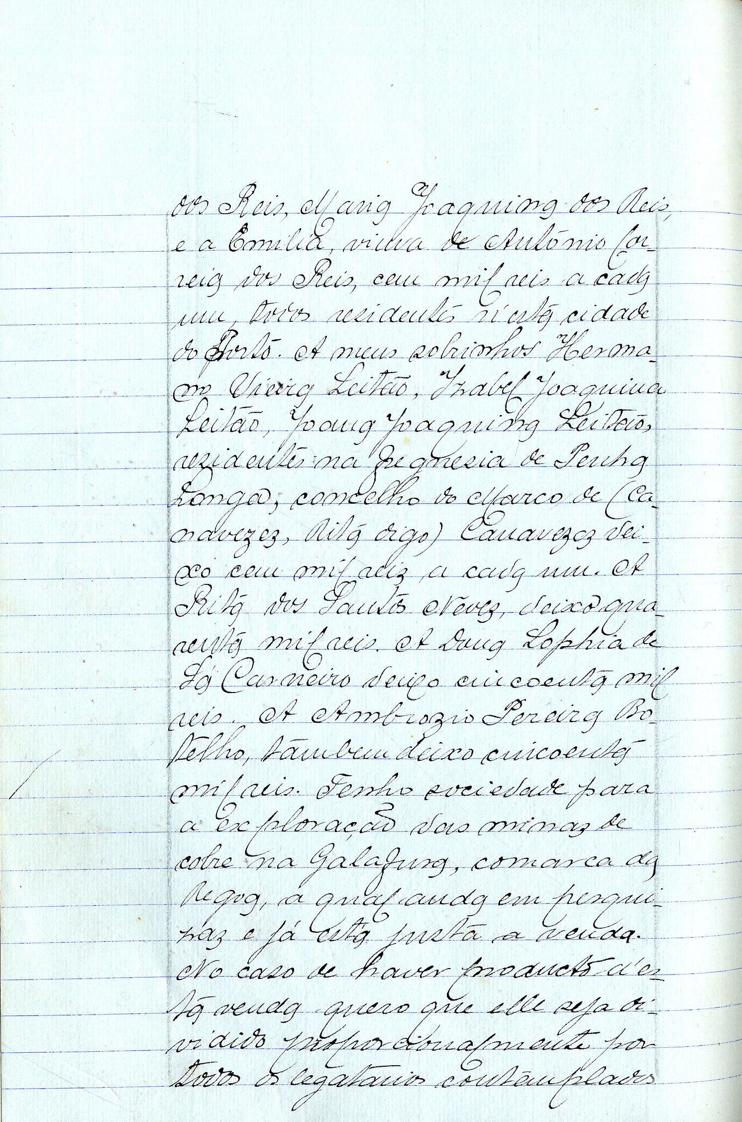 Registo do testamento com que faleceu Agostinho Alexandre Vieira, capitalista