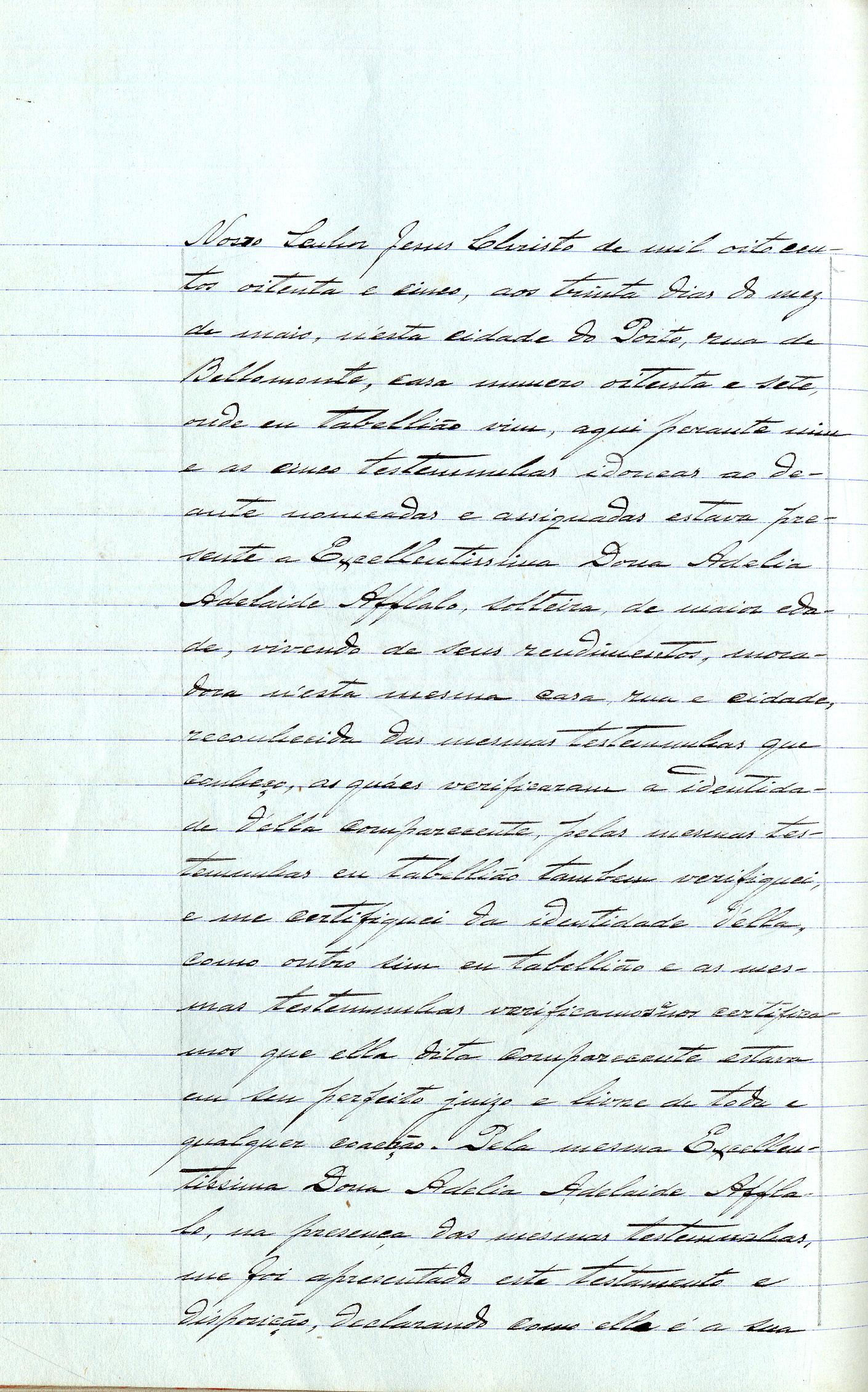 Registo do testamento com que faleceu Adélia Adelaide Afflalo, dona de casa