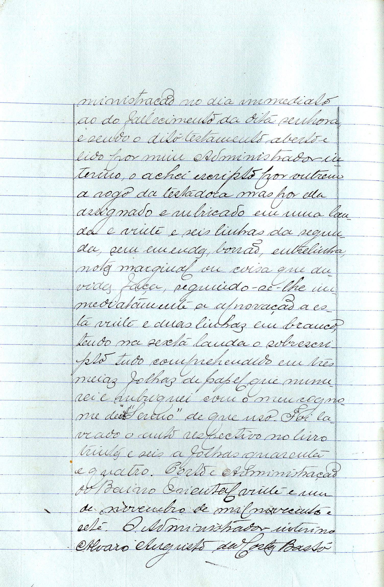Registo do testamento com que faleceu Amélia Augusta de Carvalho, viúva de José Custódio de Carvalho Bastos, proprietária