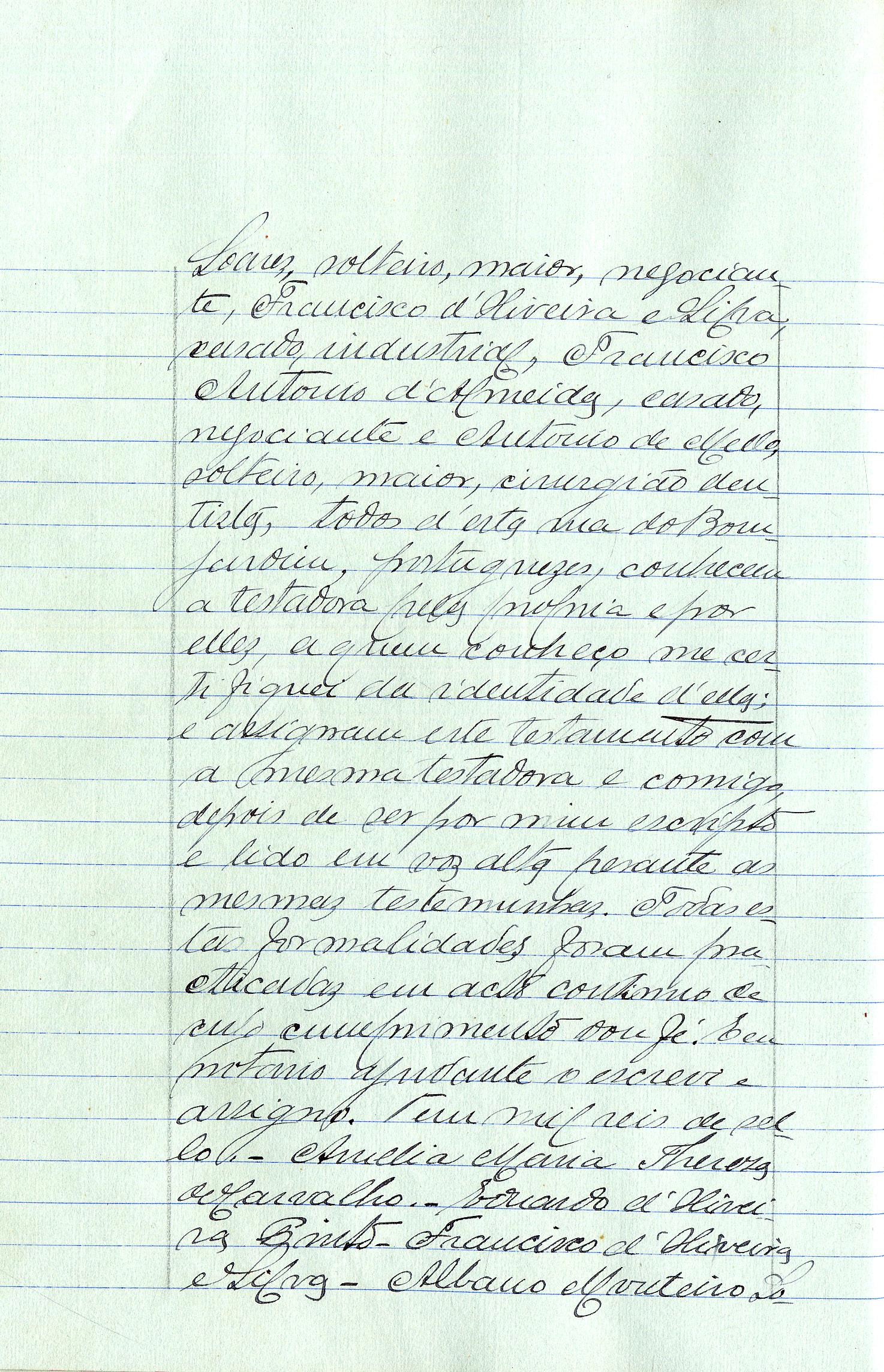 Registo do testamento com que faleceu Amélia Maria Teresa de Carvalho, viúva de José Pereira de Carvalho, capitalista