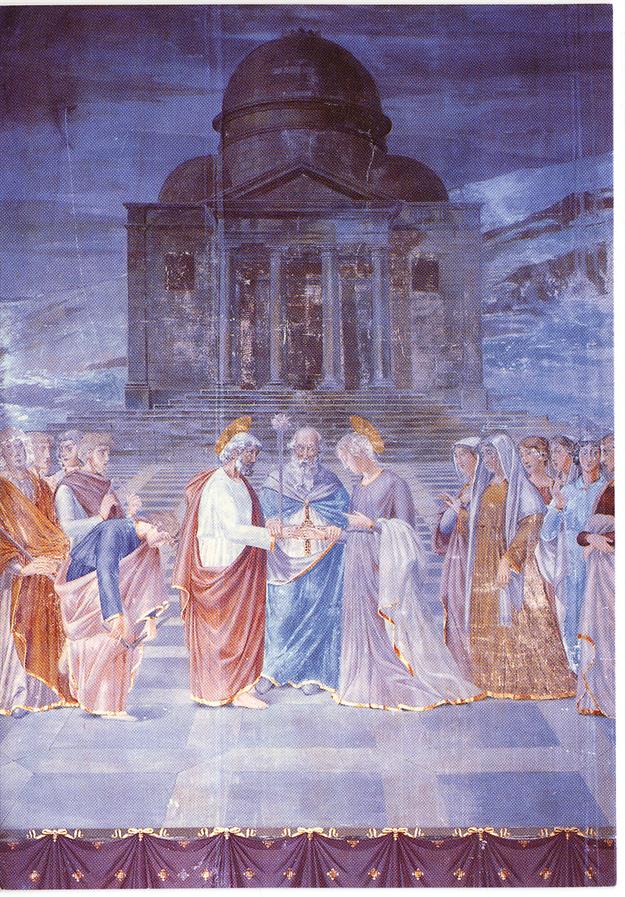 Capela da Senhora da Conceição (1898) : frescos laterais : esponsais de Maria e José