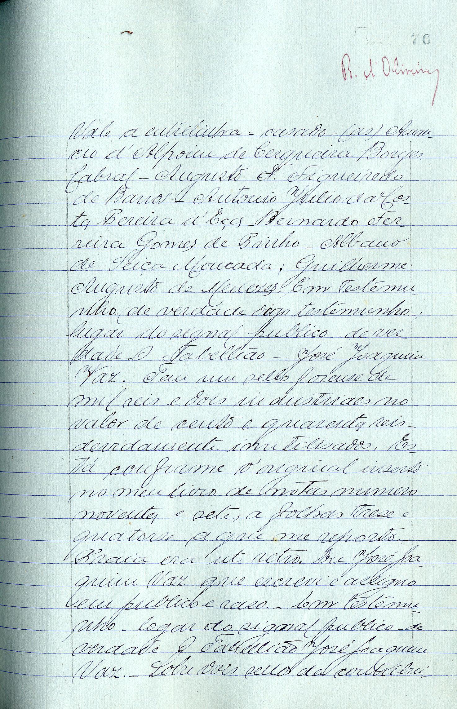 Registo do testamento com que faleceu Amâncio de Alpoim de Cerqueira Borges Cabral, Coronel reformado
