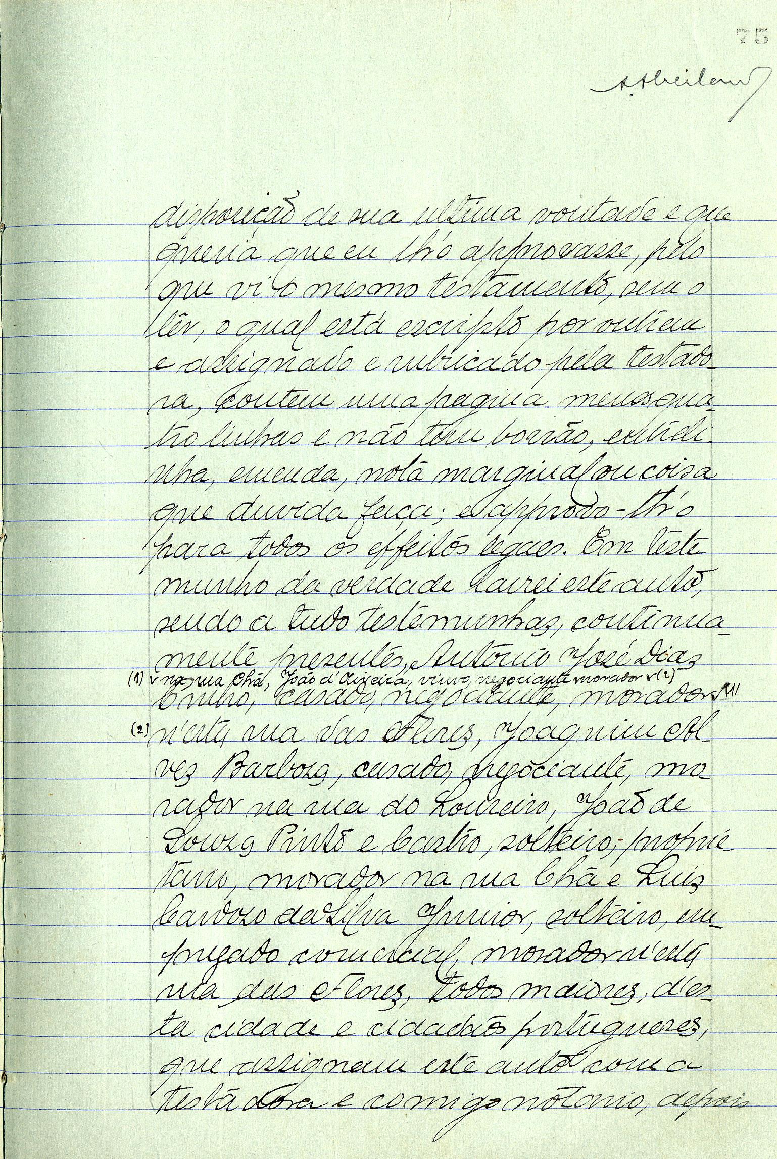 Registo do testamento com que faleceu Amélia Rosa da Purificação Ribeiro, casada com António José Ribeiro Júnior, proprietária