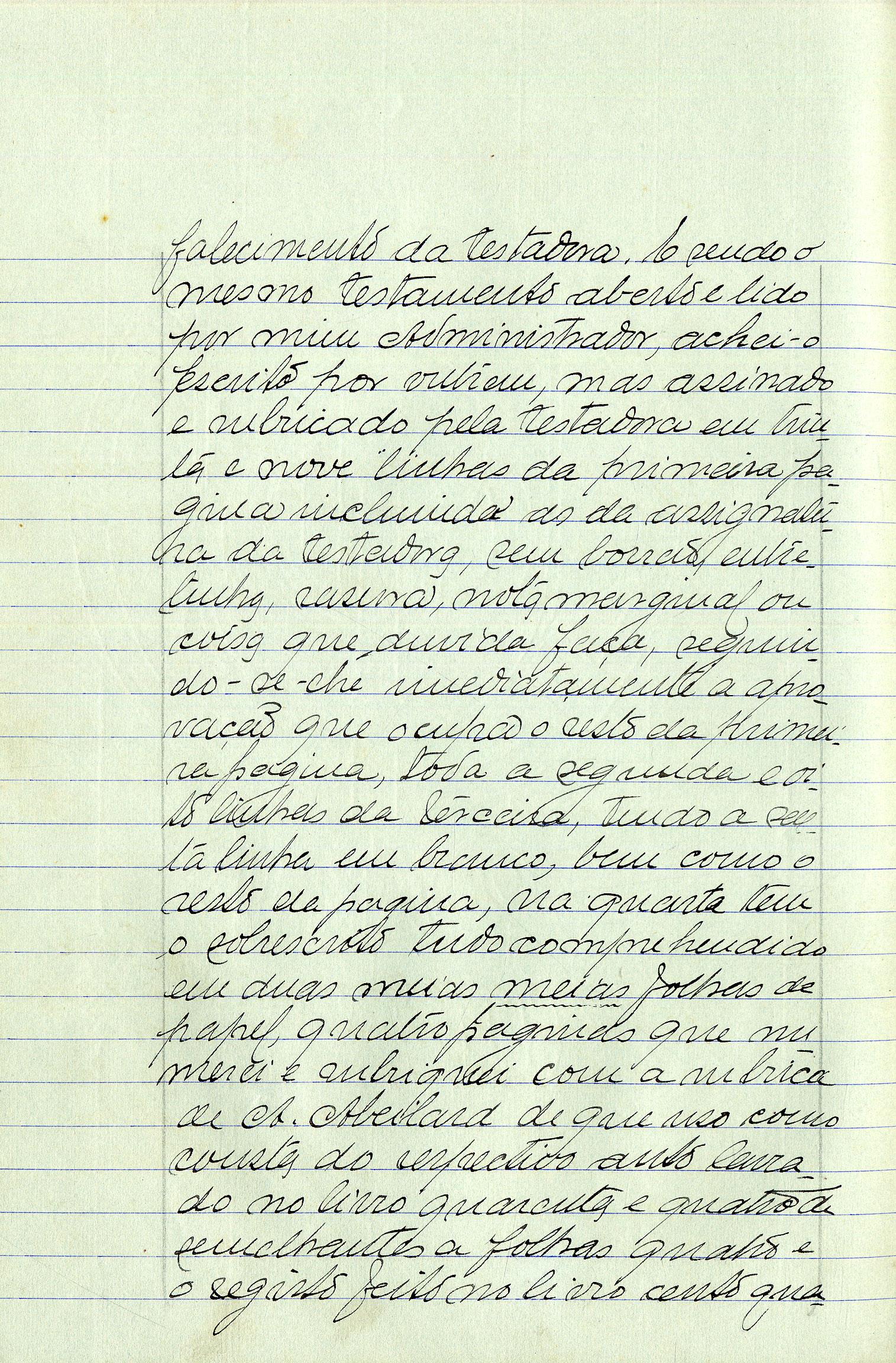 Registo do testamento com que faleceu Amélia Rosa da Purificação Ribeiro, casada com António José Ribeiro Júnior, proprietária