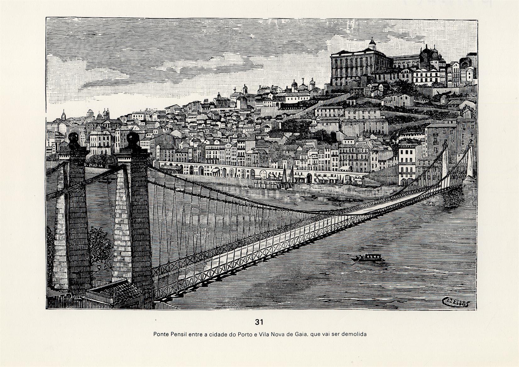 Ponte pênsil entre a cidade do Porto e Vila Nova de Gaia, que vai ser demolida