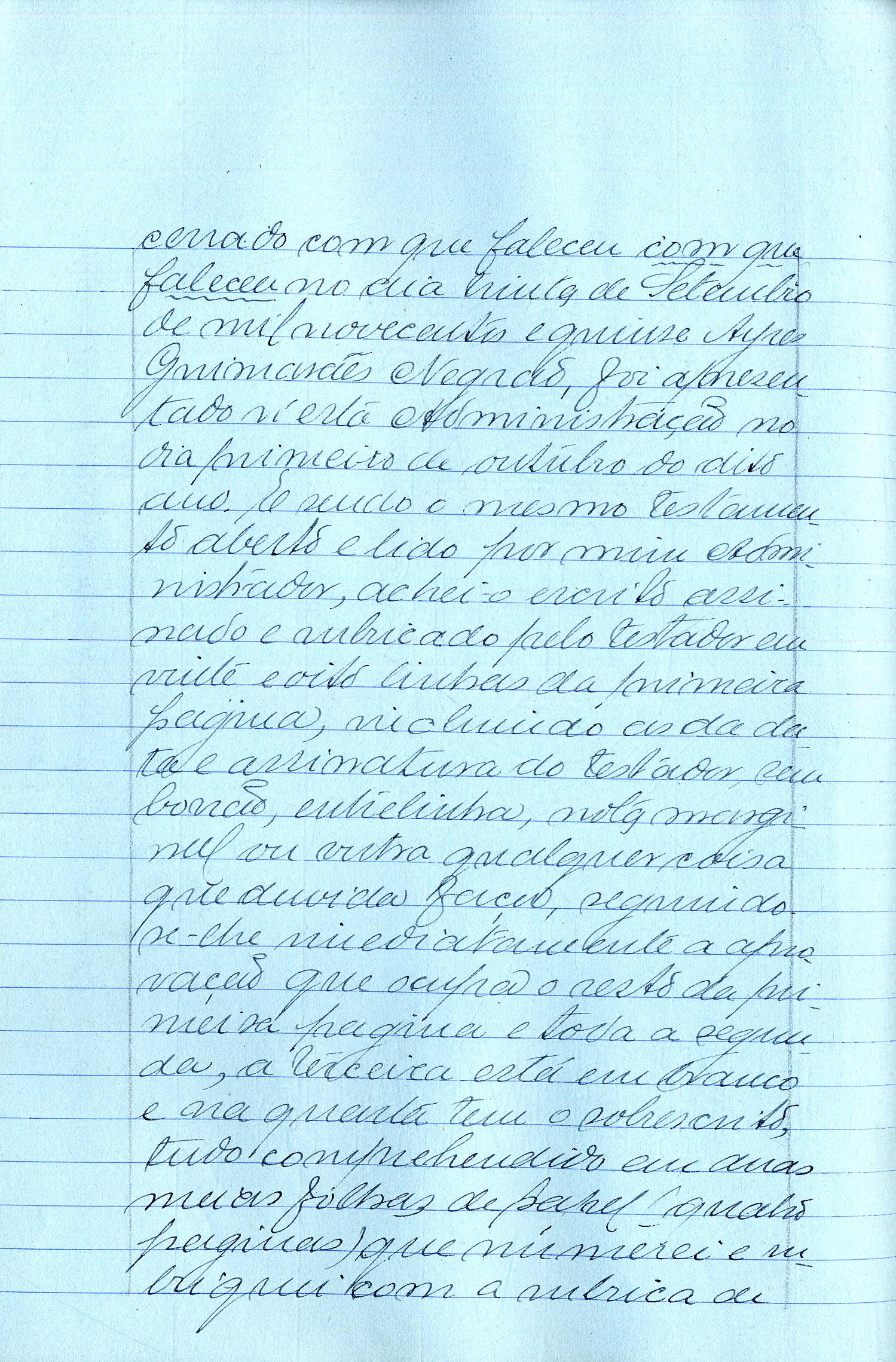Registo do testamento com que faleceu Aires Guimarães Negrão, Coronel de Infantaria do quadro de reserva