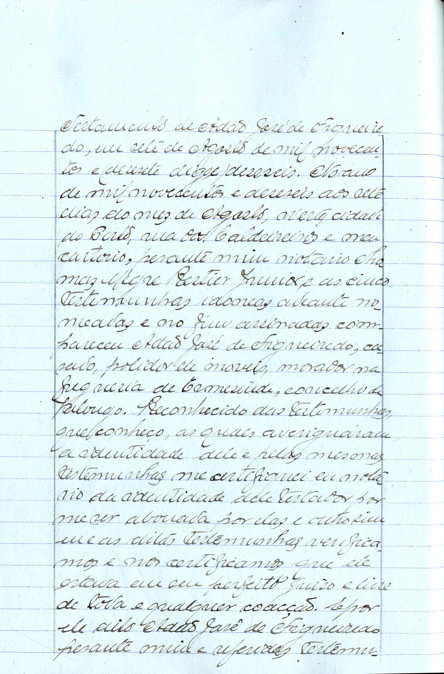 Registo do testamento com que faleceu Adão José de Figueiredo, casado com Guilhermina Ferreira de Figueiredo, polidor de móveis