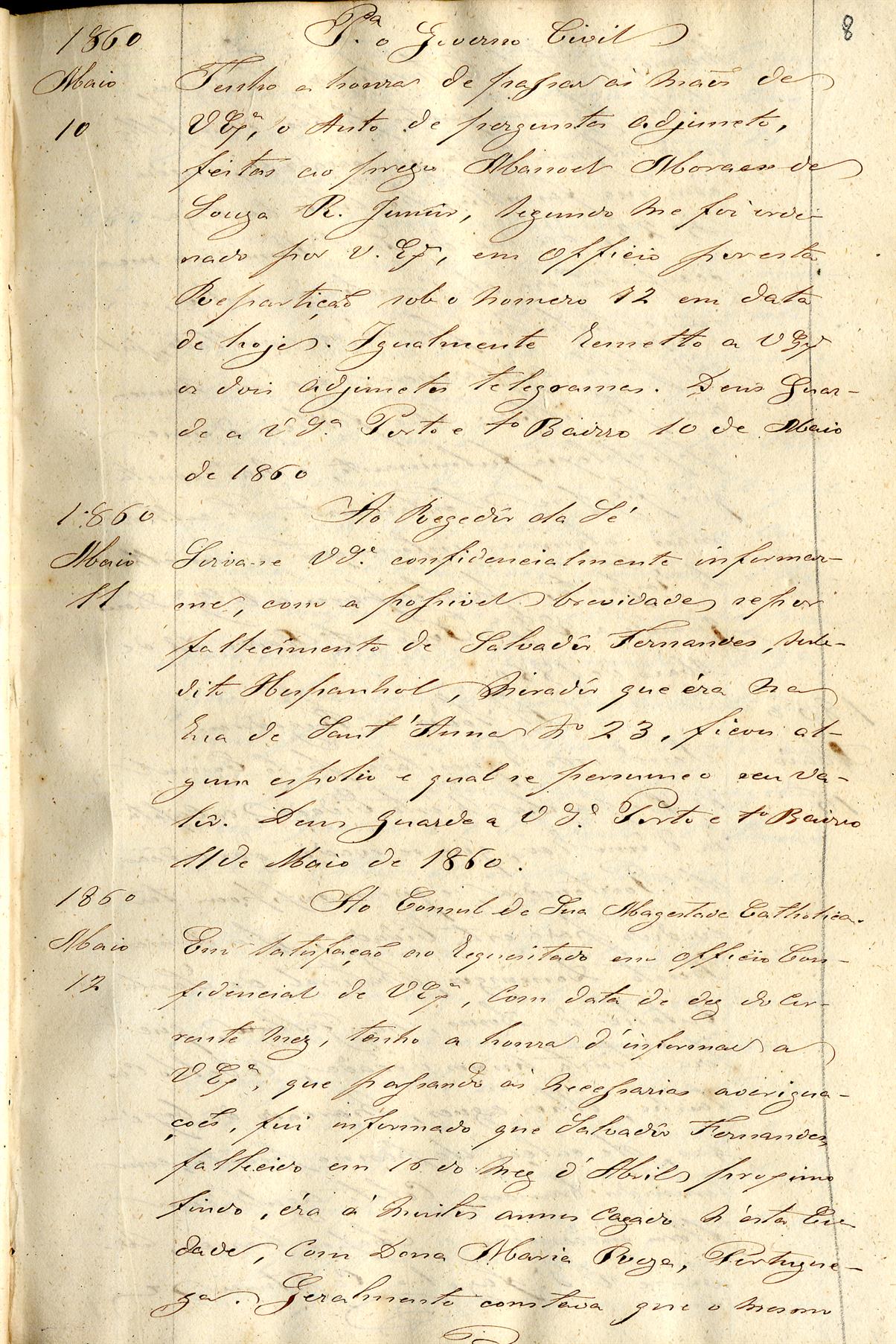 Correspondência expedida para os regedores pela Administração do Bairro de Santa Catarina : copiador : 1859 - 1866