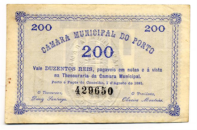 Câmara Municipal do Porto : 200 réis