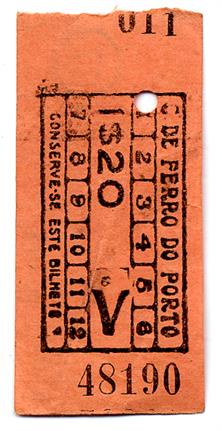 [Bilhetes da] Companhia Carris de Ferro do Porto