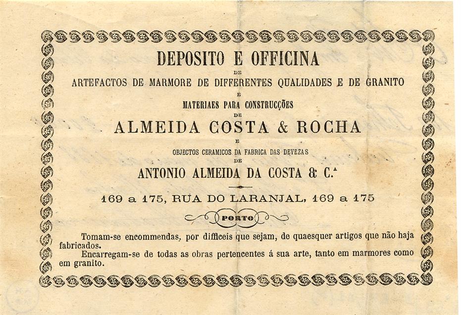 Almeida Costa e Rocha : depósito e oficina de artefatos de mármore....