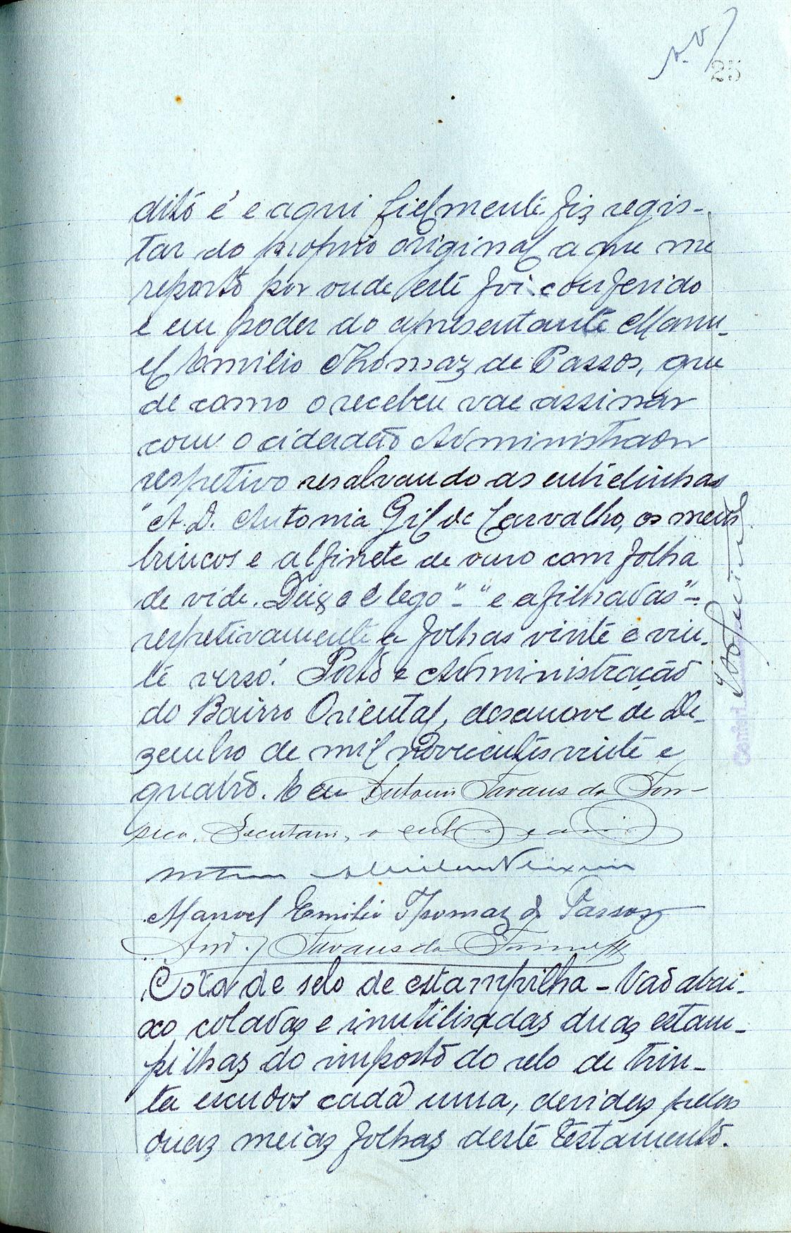 Registo do testamento com que faleceu Amélia Augusta dos Santos, proprietária