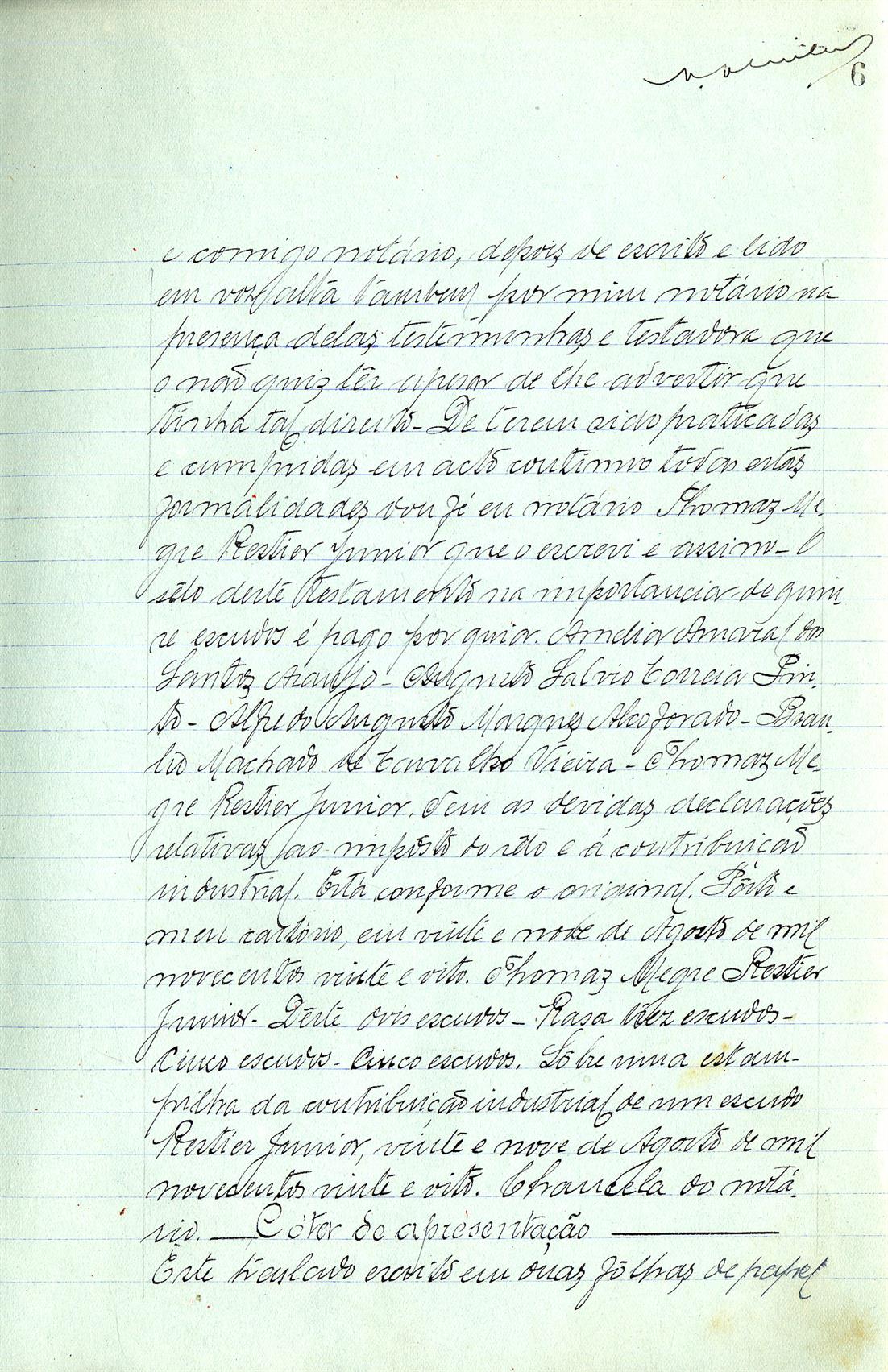 Registo do testamento com que faleceu Amélia Amaral dos Santos Araújo, proprietária