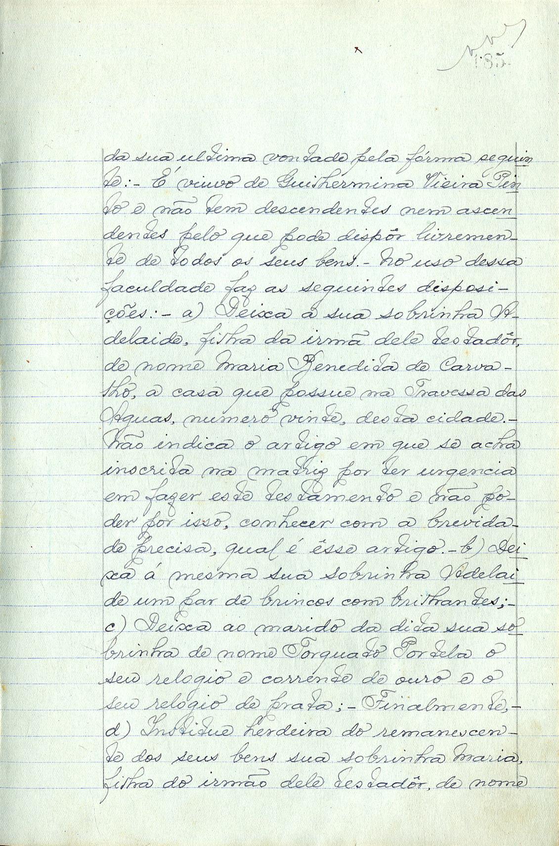 Registo do testamento com que faleceu Afonso Pinto de Carvalho, industrial