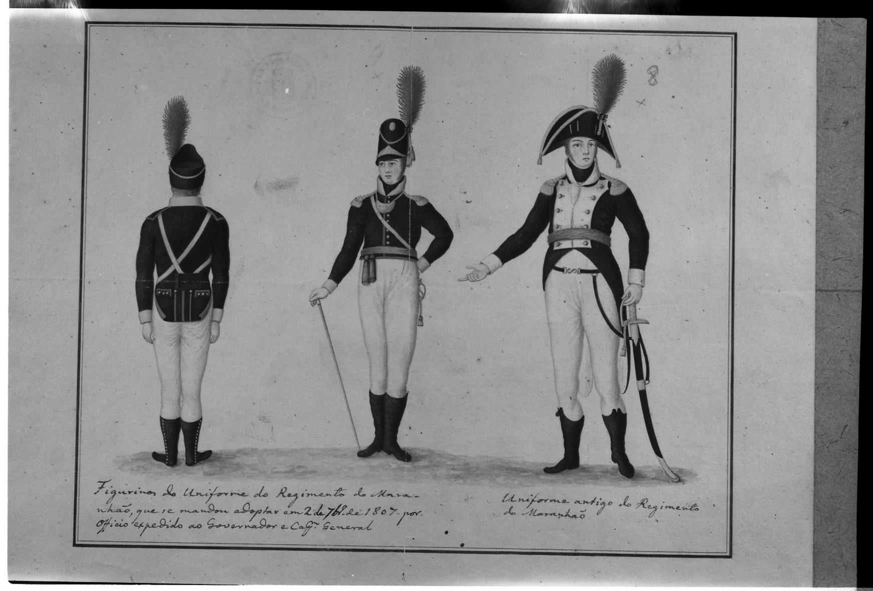 [Exposição Histórico-Militar] : uniforme novo e antigo do Regimento do Maranhão 1807