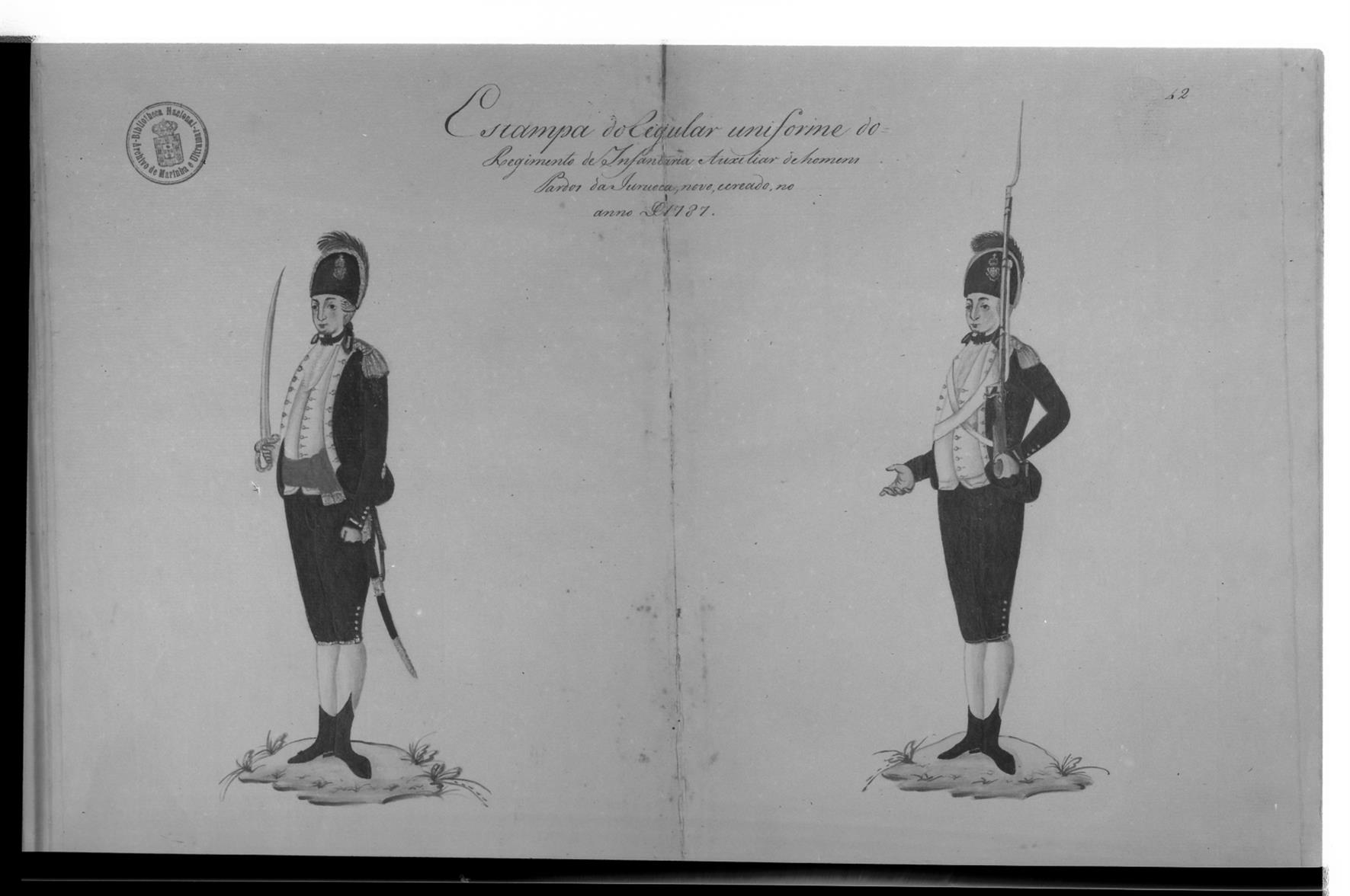[Exposição Histórico-Militar] : uniforme do Regimento de Infantaria Auxiliar de homens pardos da Juruoca : 1787