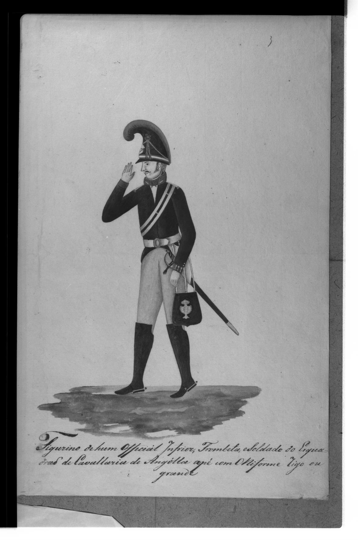 [Exposição Histórico-Militar] : uniforme de Oficial Inferior trombeta e soldado do Esquadrão de Cavalaria de Angolla