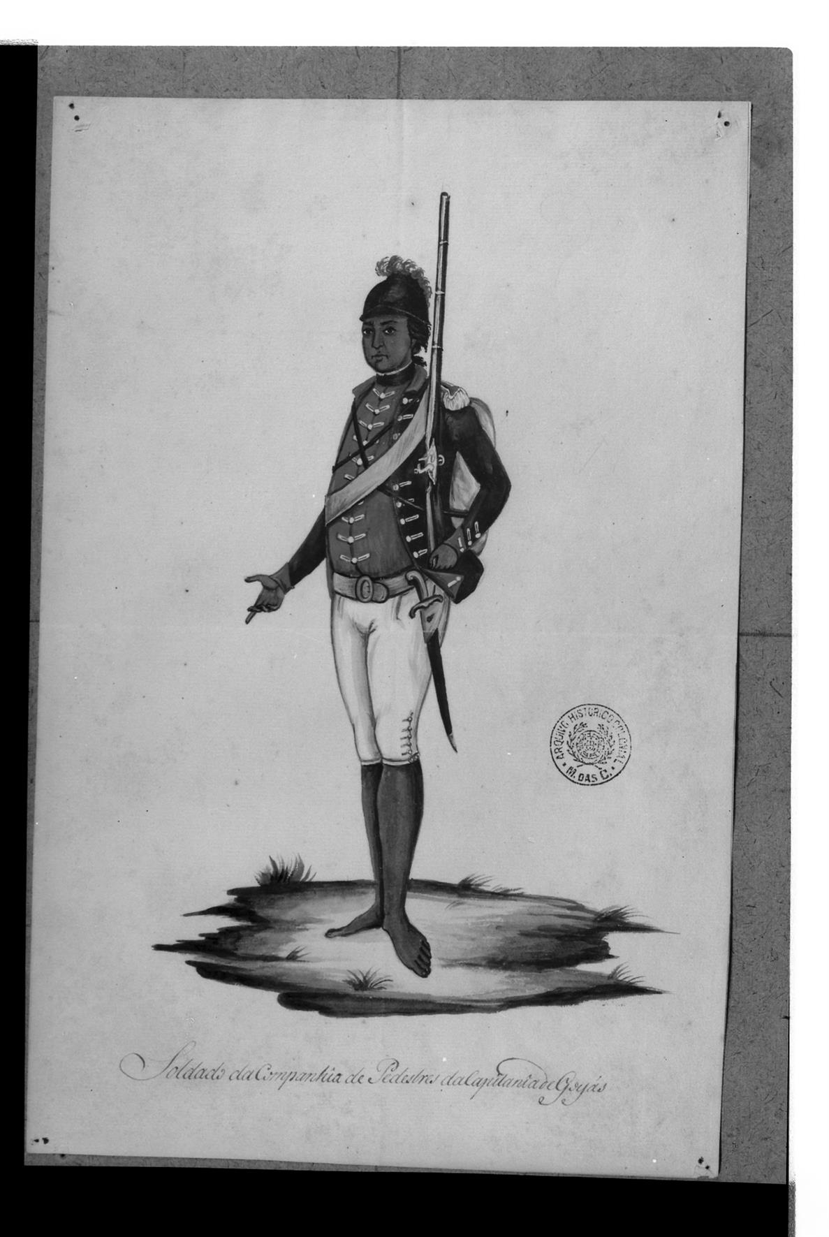 [Exposição Histórico-Militar] : uniforme de soldado da Companhia de Pedestres da Capitania de Goiás